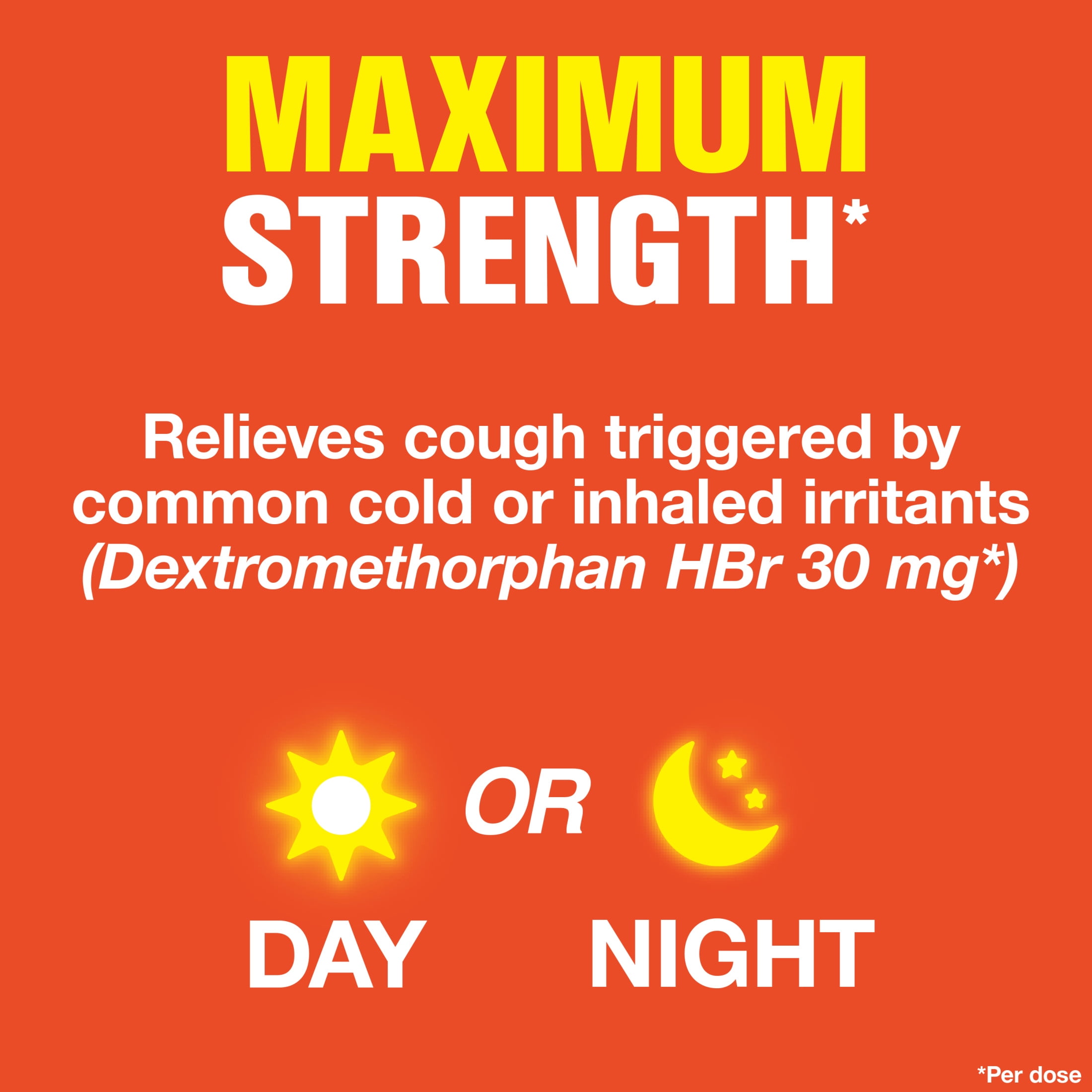 Delsym Cough Suppressant Fast Release Caplets 8 Hour Day Night 20 Count