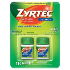 ZYRTEC 10MG 120 CT ALLERGY RELIEF ANTIHISTAMINE TABLETS