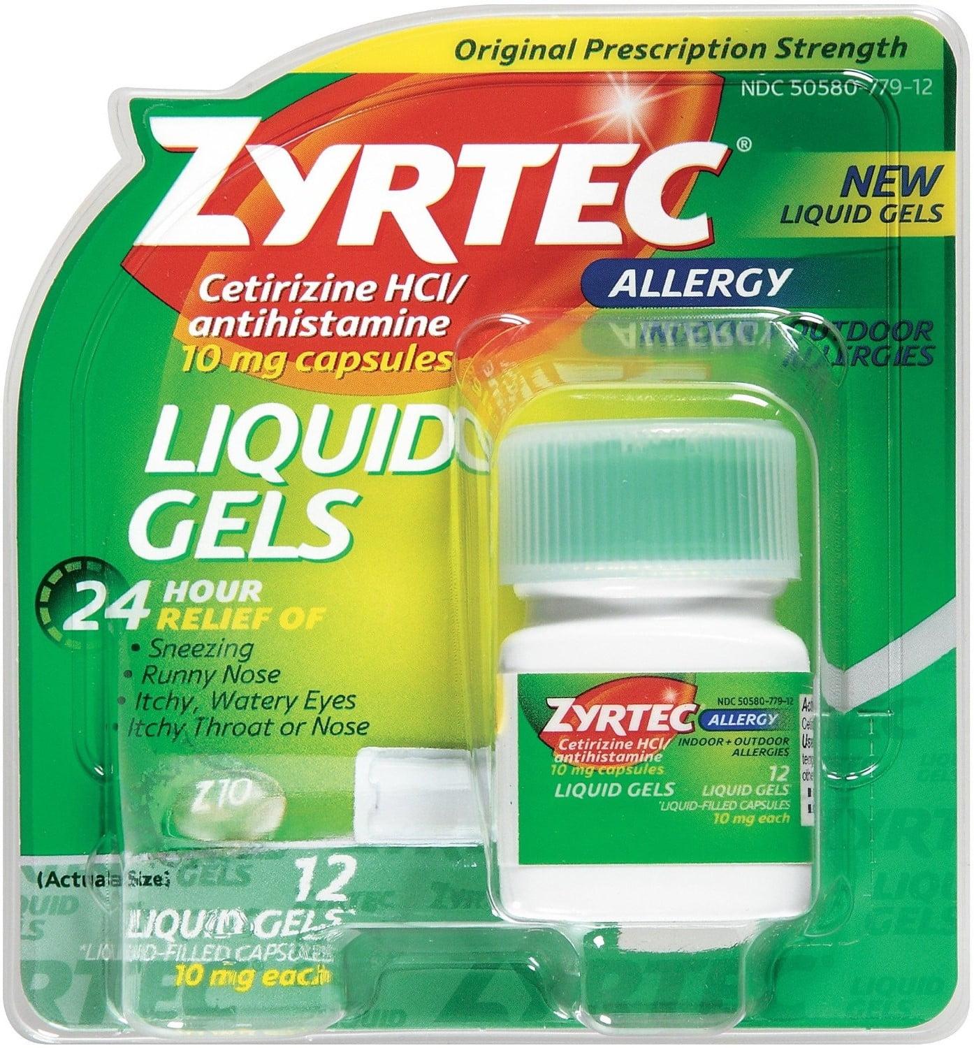 Zyrtec 24 HR Allergy Relief Cetirizine 10 mg 12 Liquid Caps 6 Pack