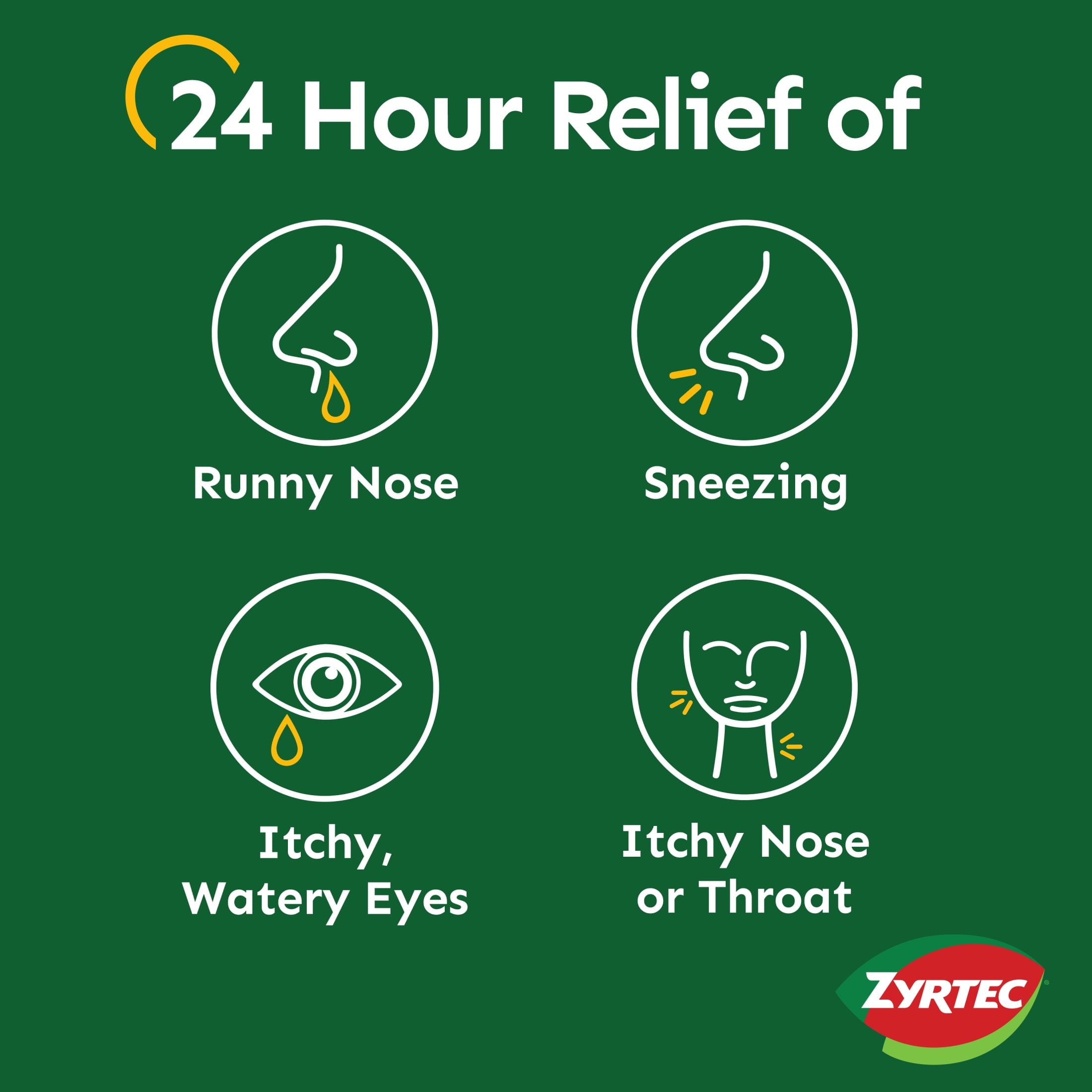 Zyrtec 24 Hour Allergy Relief Tablets 10mg Cetirizine HCl 120 ct