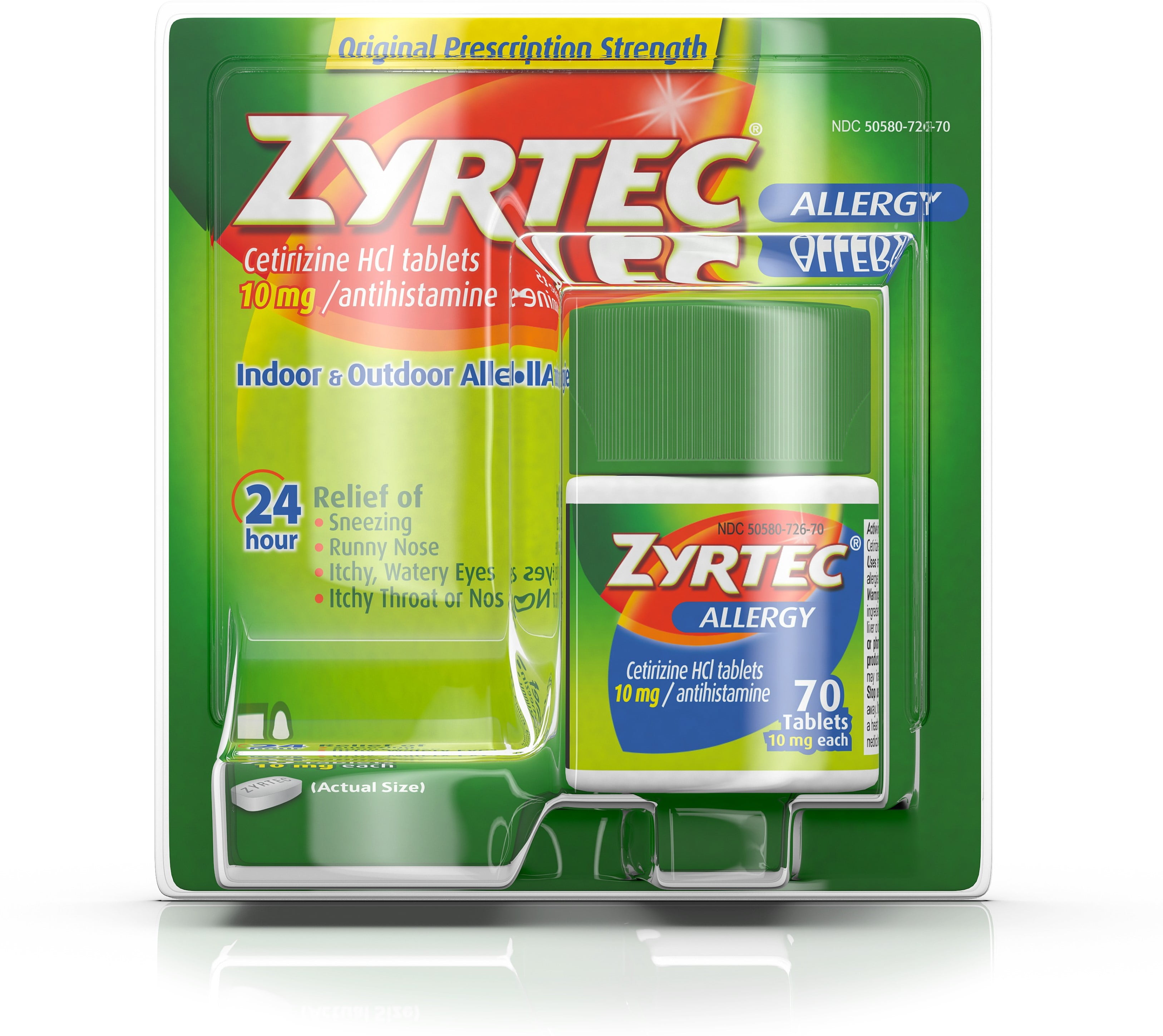 ZYRTEC ALLERGY RELIEF 10MG 70 TABLETS PACK