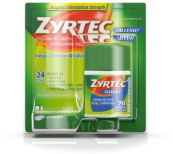 ZYRTEC ALLERGY RELIEF 10MG 70 TABLETS PACK