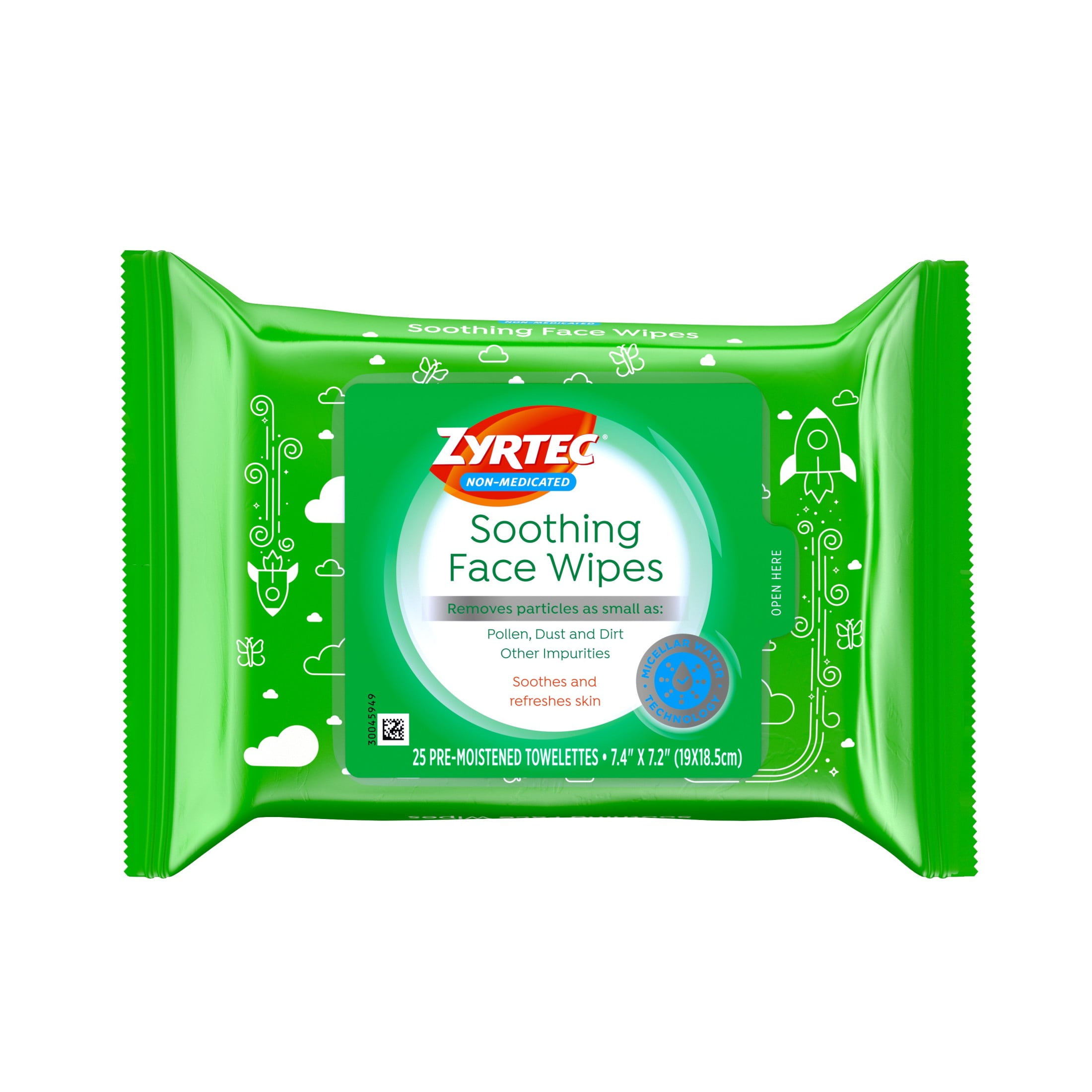 Zyrtec Little Rocket Soothing Face Wipes 25 Count