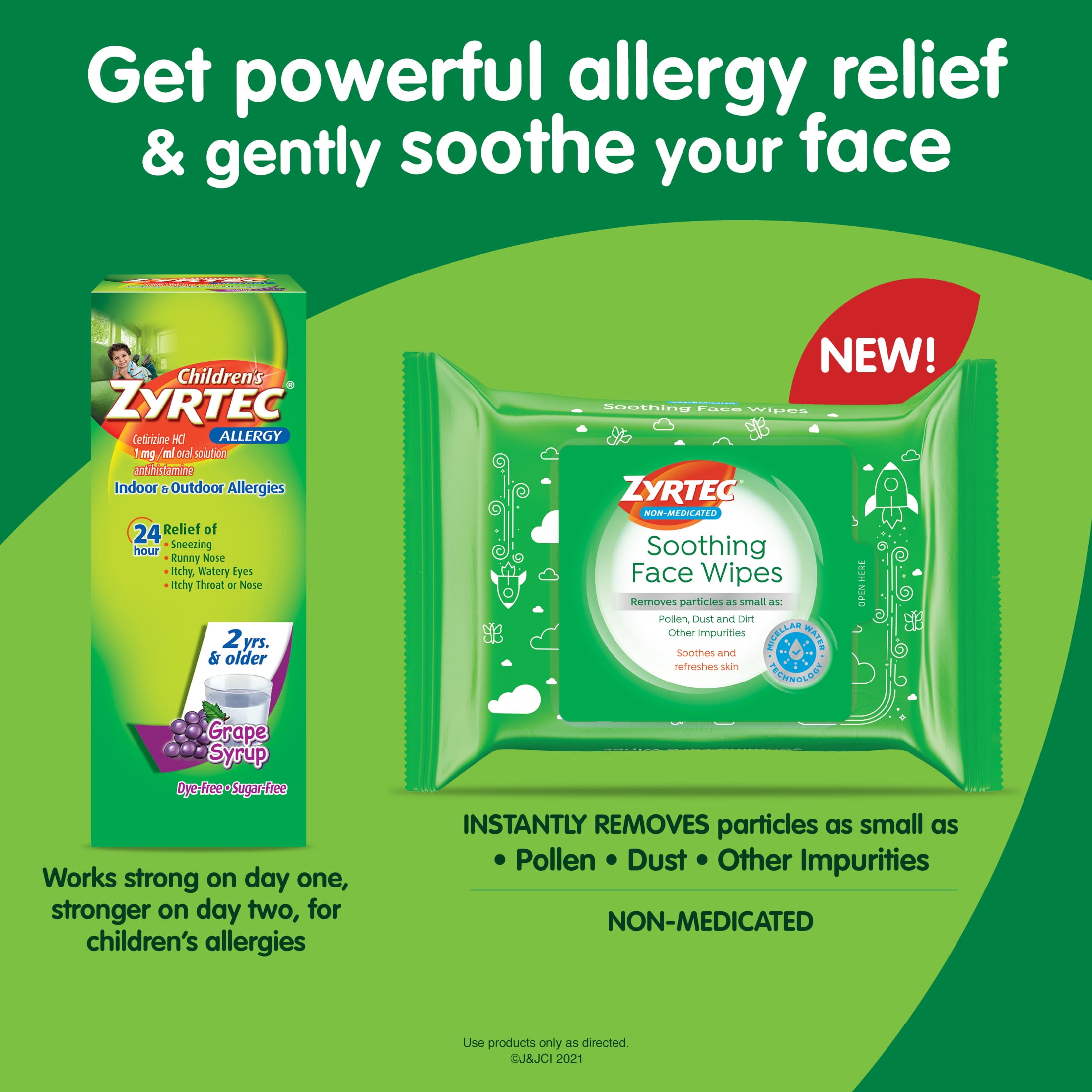 Zyrtec Little Rocket Soothing Face Wipes 25 Count