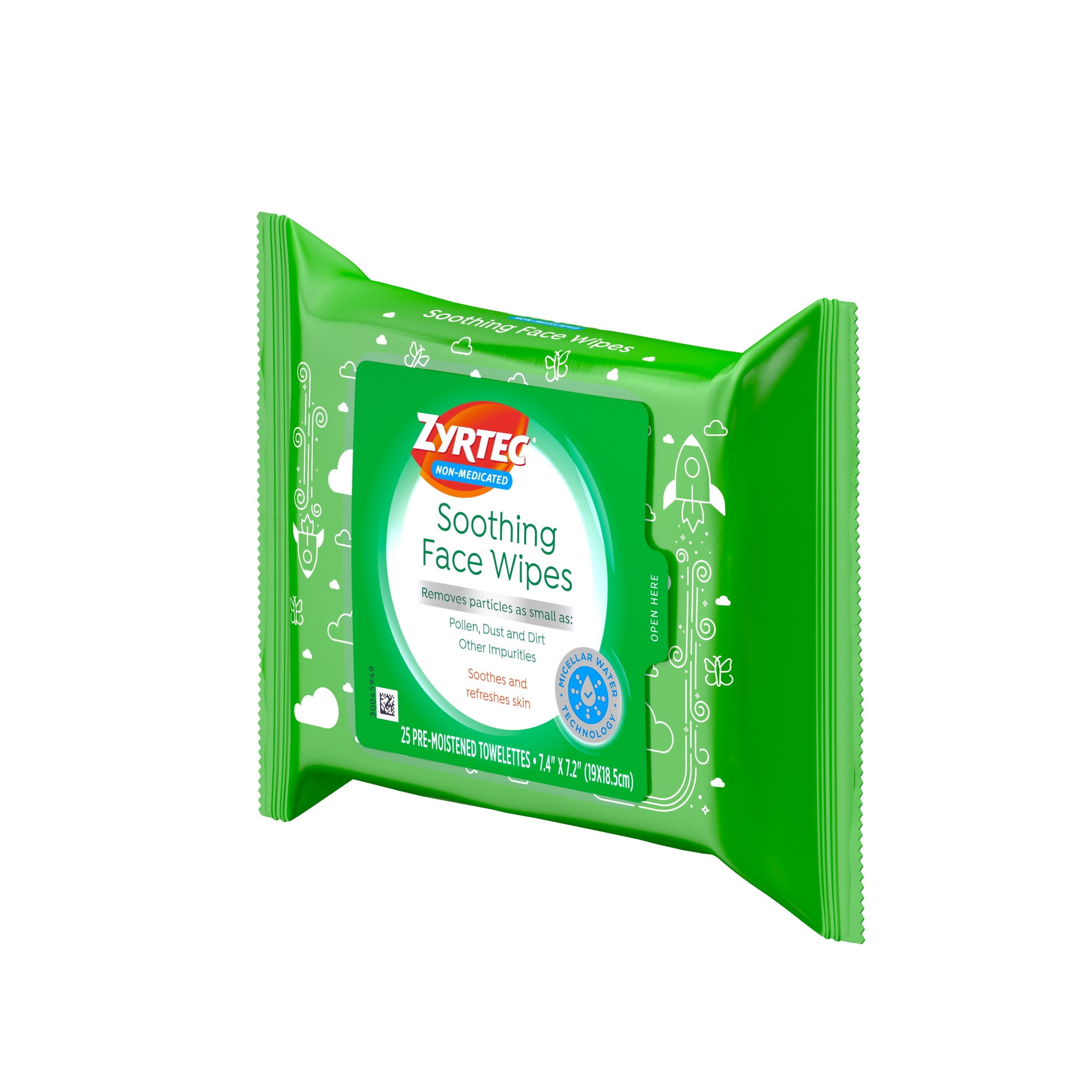 Zyrtec Little Rocket Soothing Face Wipes 25 Count