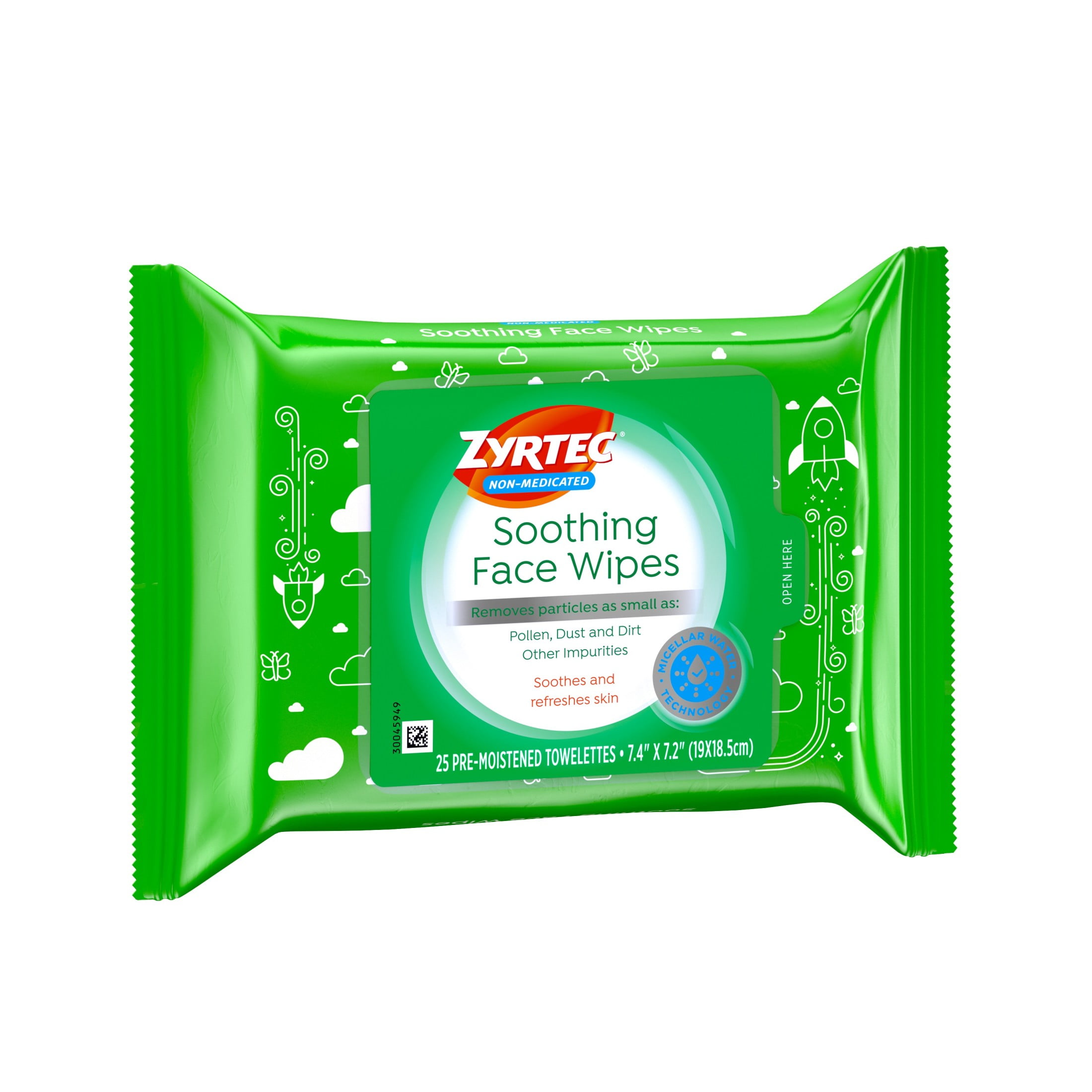 Zyrtec Little Rocket Soothing Face Wipes 25 Count