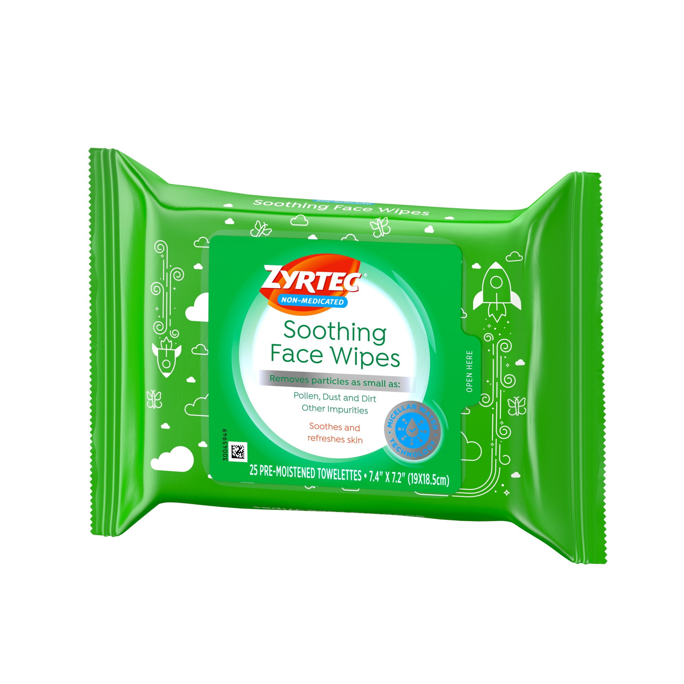 Zyrtec Little Rocket Soothing Face Wipes 25 Count