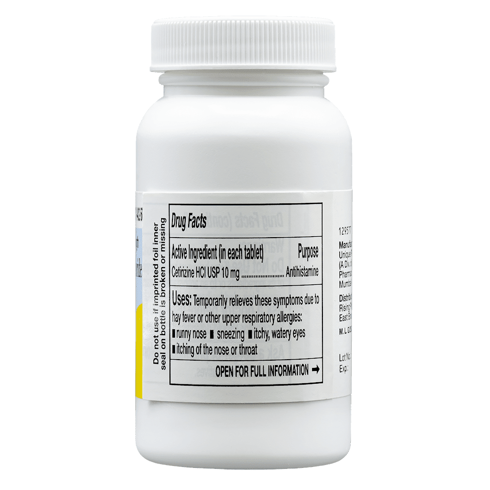 RISING PHARMA CETIRIZINE HCL 10MG ANTIHISTAMINE SEASONAL ALLERGY TABLETS 500 TABLETS AMERIKASEPETIM