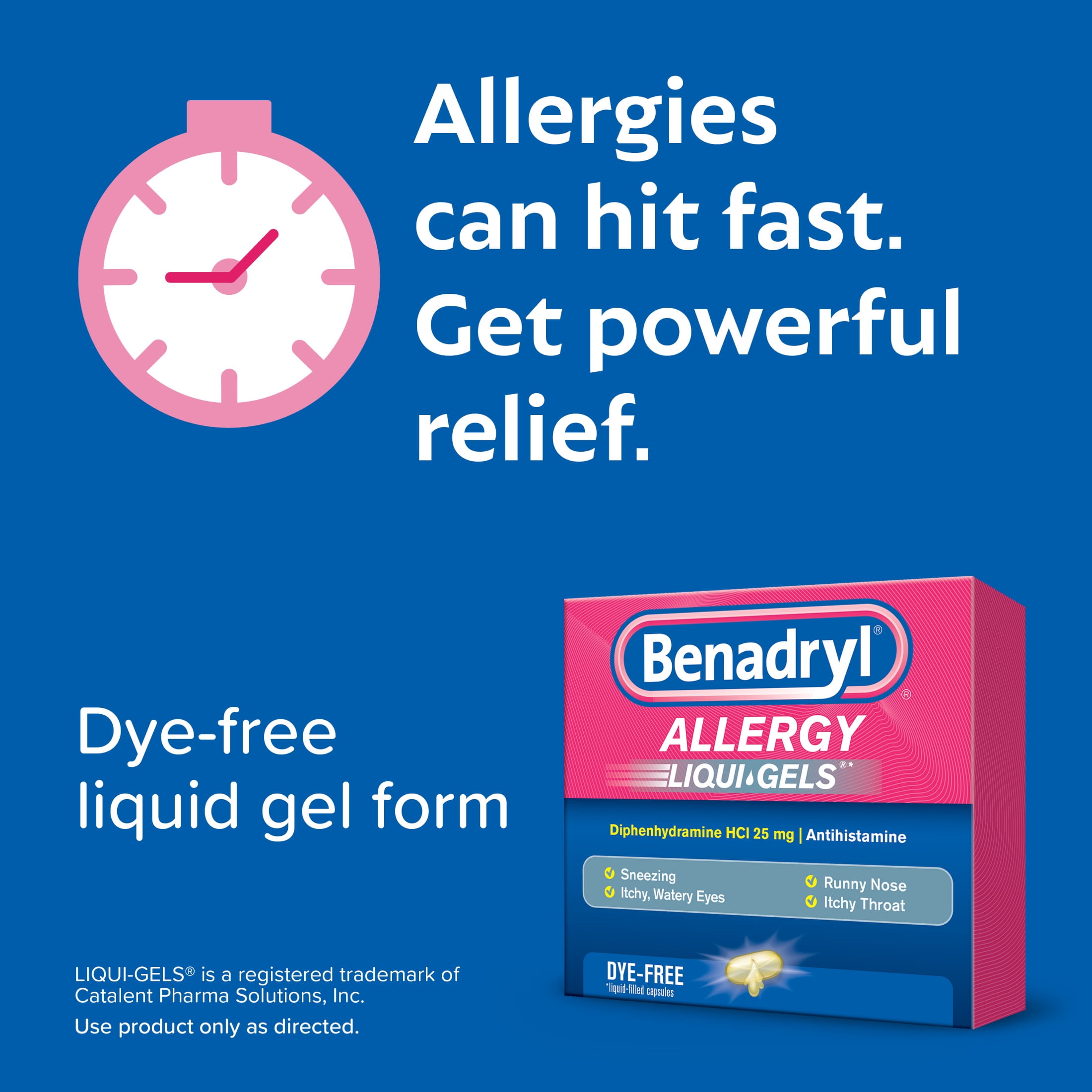 Benadryl Liqui-Gels Allergy Medicine Dye Free 48 Ct For Allergies