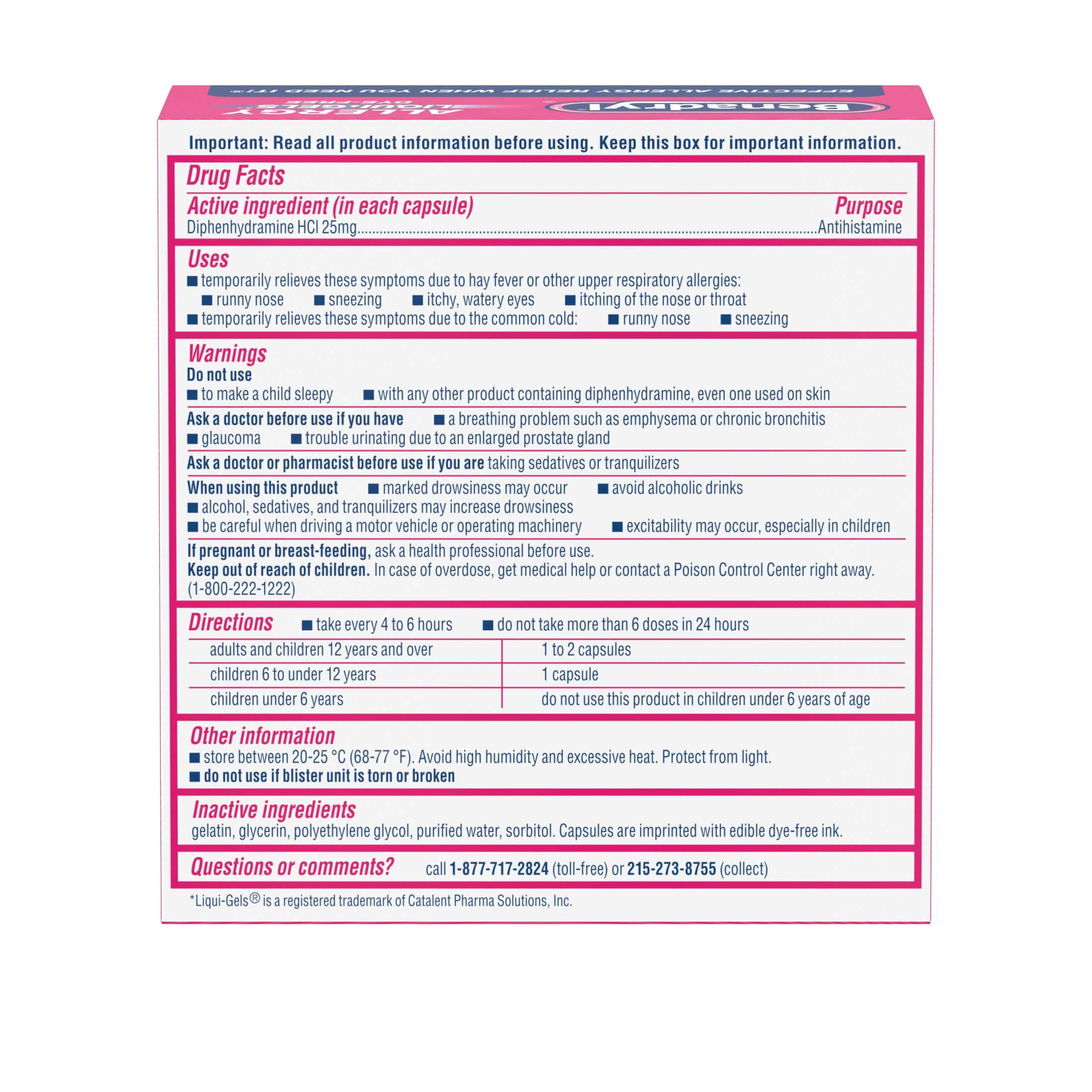 Benadryl Liqui-Gels Allergy Medicine Dye Free 48 Ct For Allergies