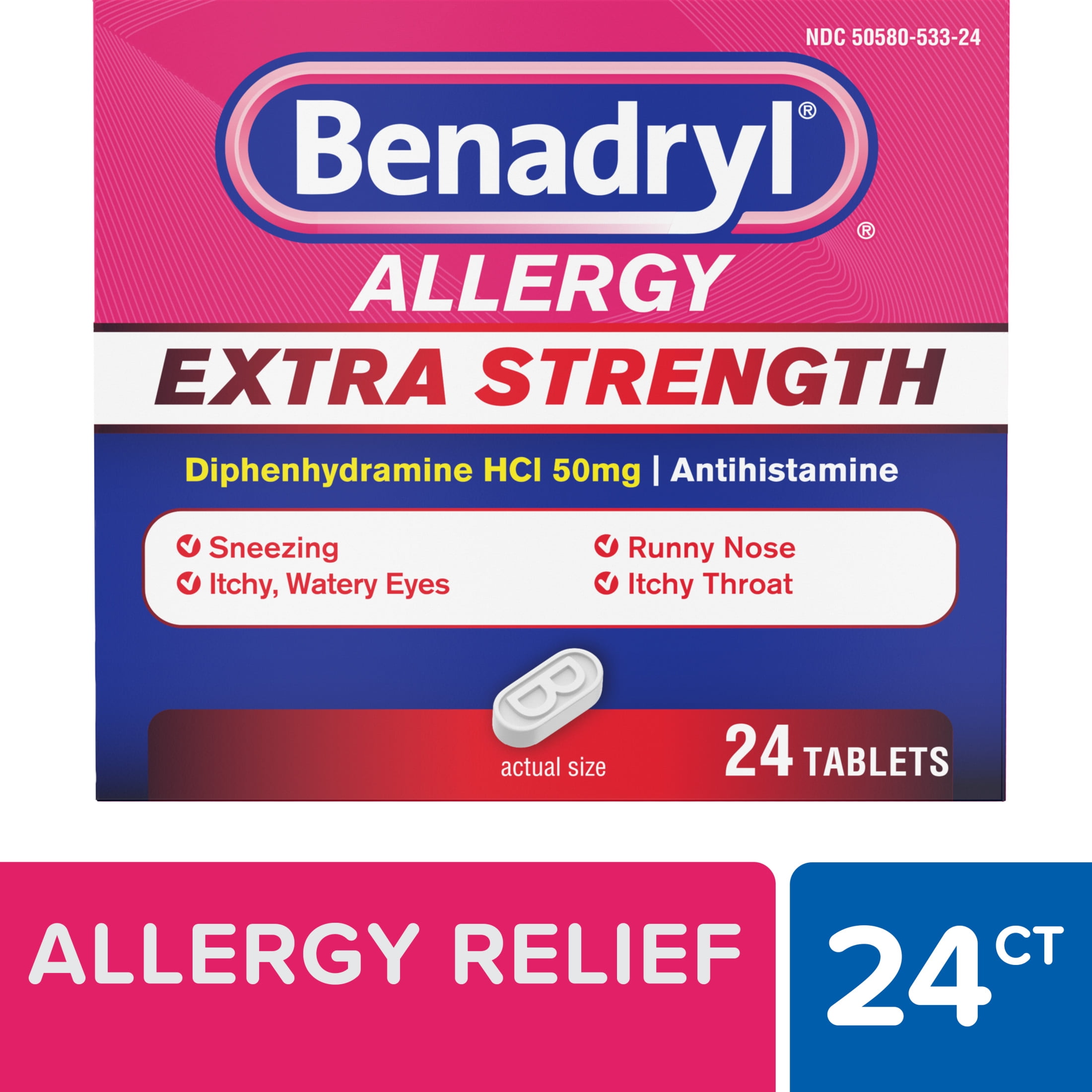 Benadryl Extra Strength Allergy Relief Tablets 24 Ct