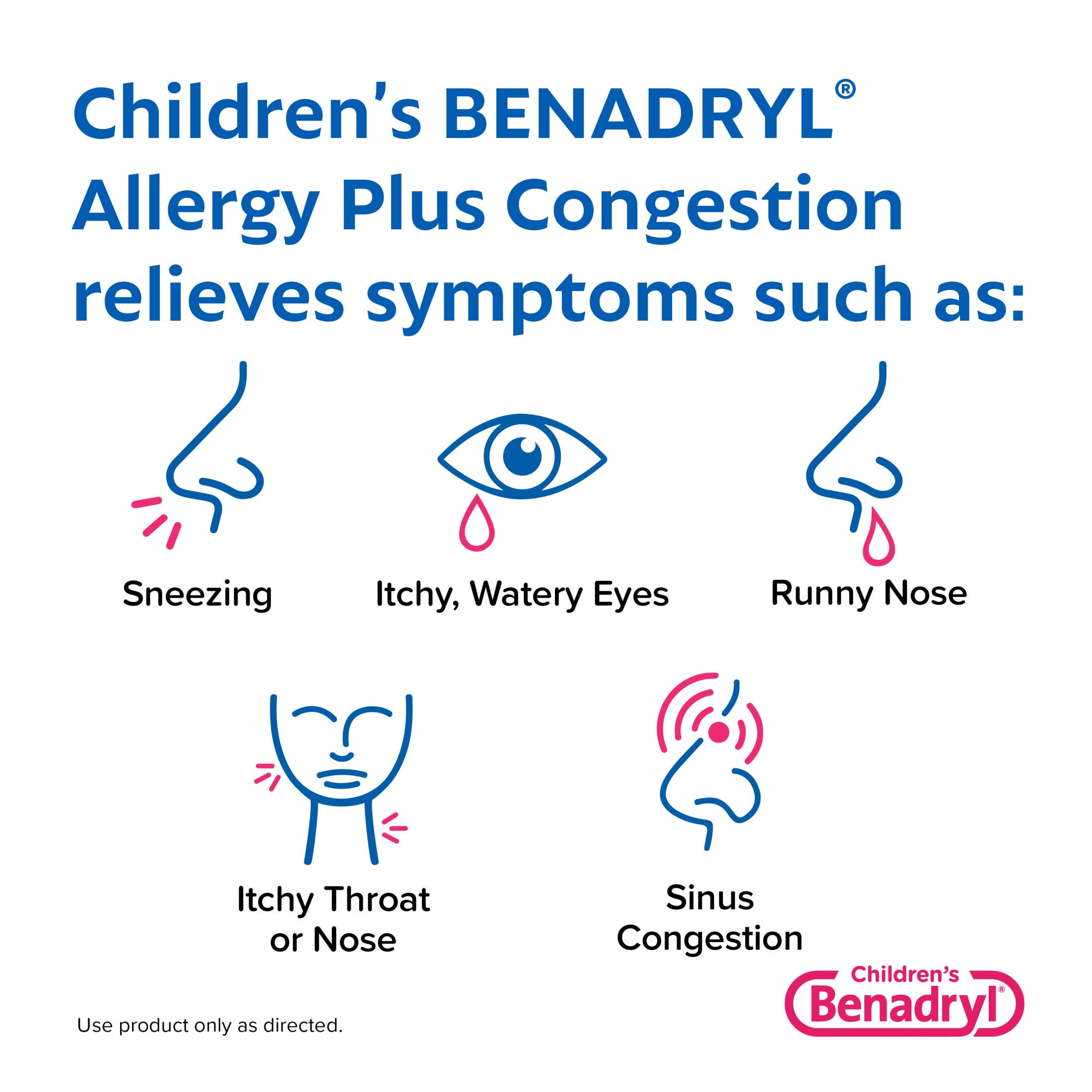 Benadrly Allergy Plus Congestion Relief Liquid Grape 4 fl. oz Childrens