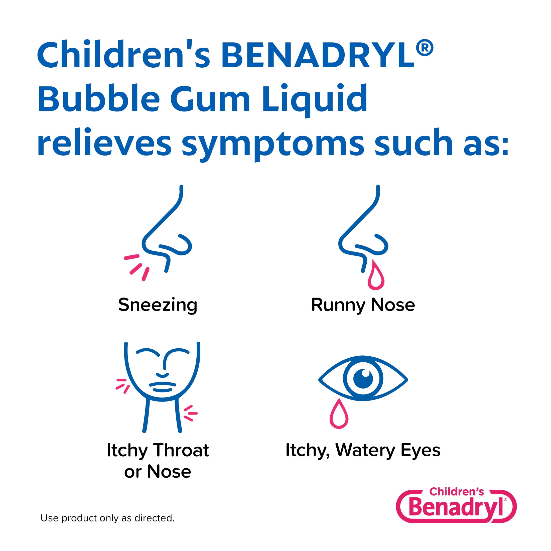 Benadryl Dye Free Allergy Liquid Bubble Gum 8 fl oz Childrens