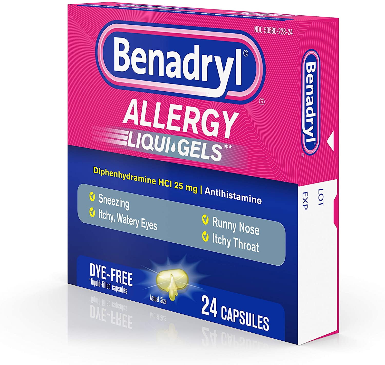 Benadryl Liqui-Gels Dye Free Allergy Medicine 24 Ct 3 Pack