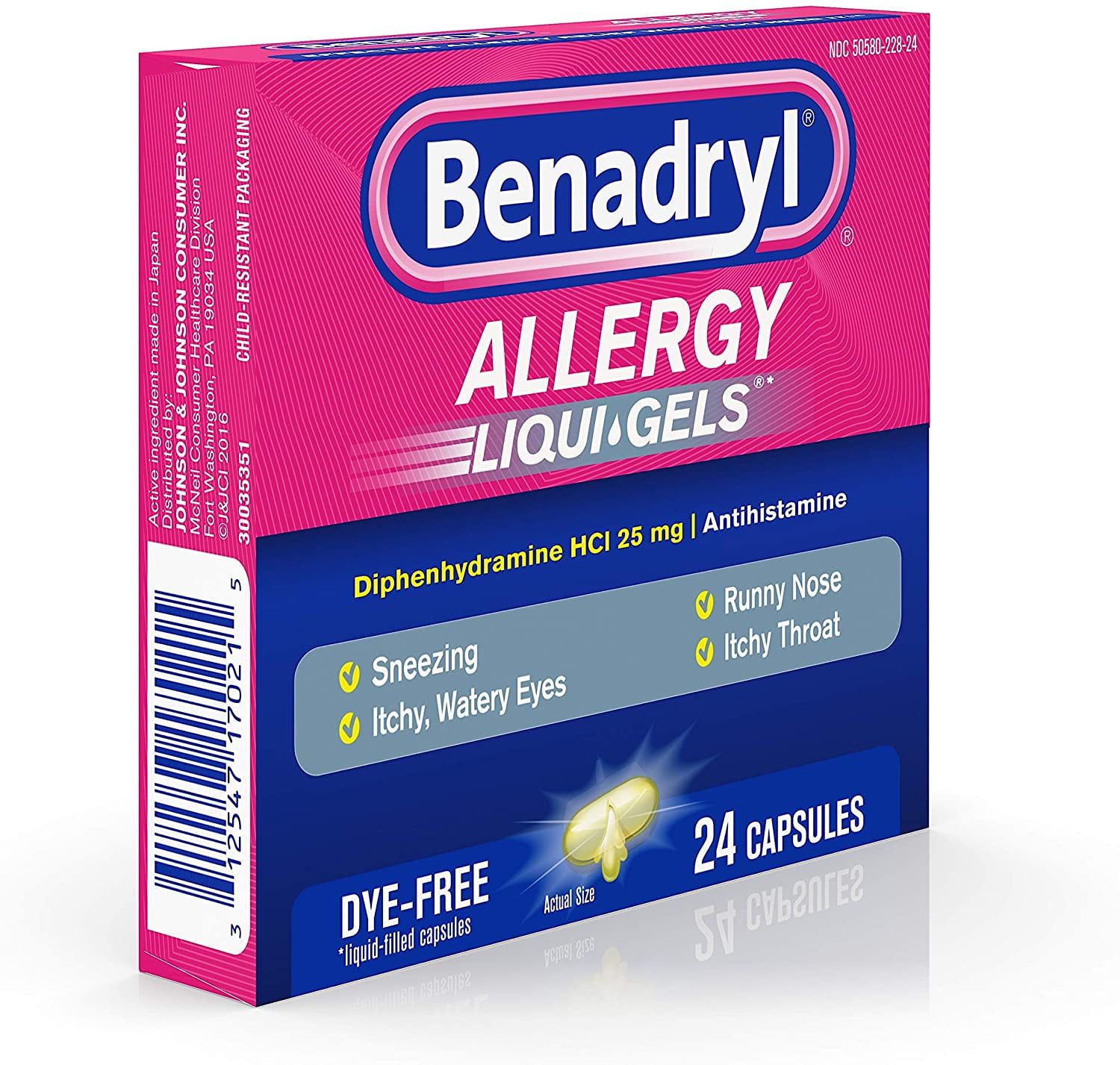 Benadryl Liqui-Gels Dye Free Allergy Medicine 24 Ct 3 Pack