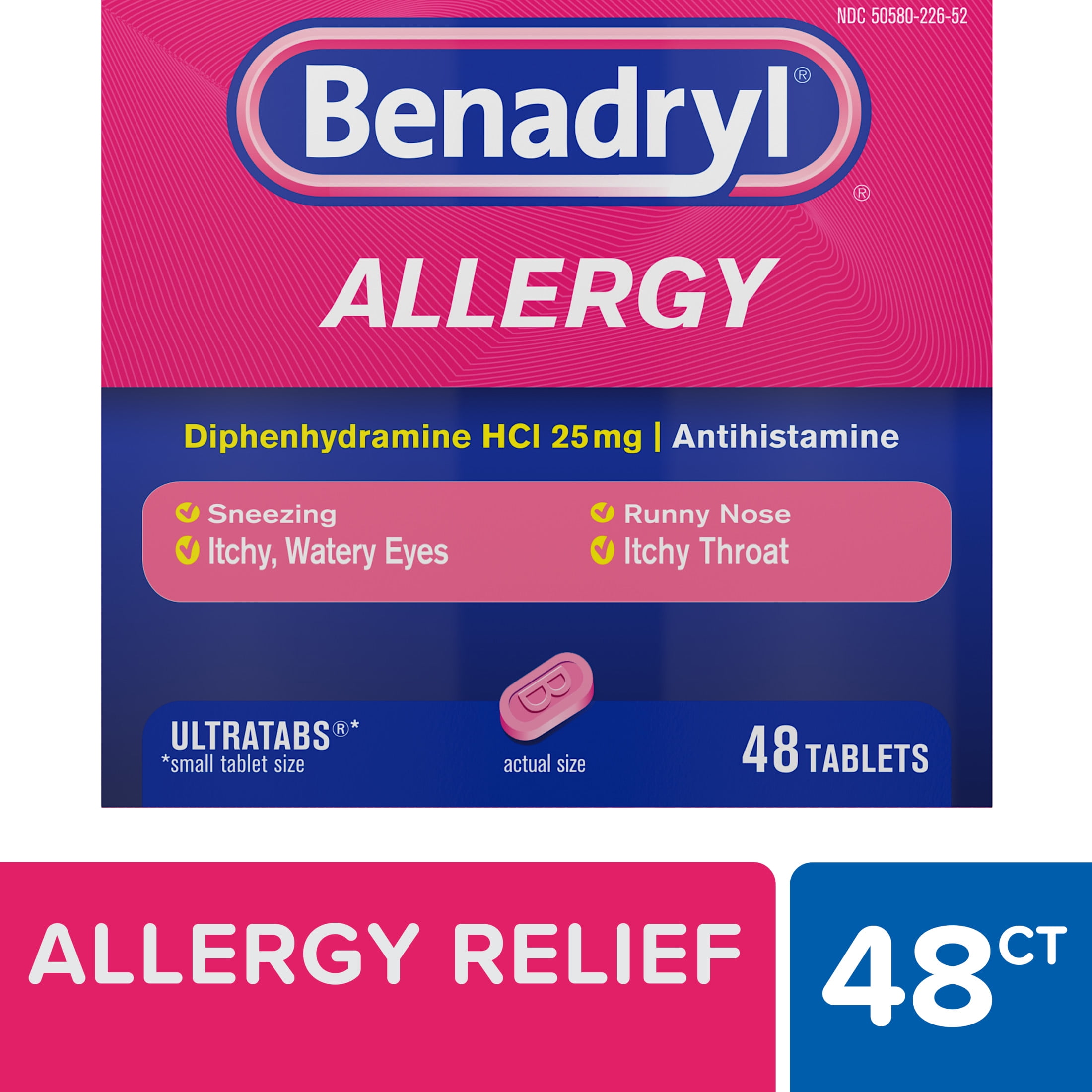 Benadryl Ultratabs Cold Allergy Relief Tablets 48 Count