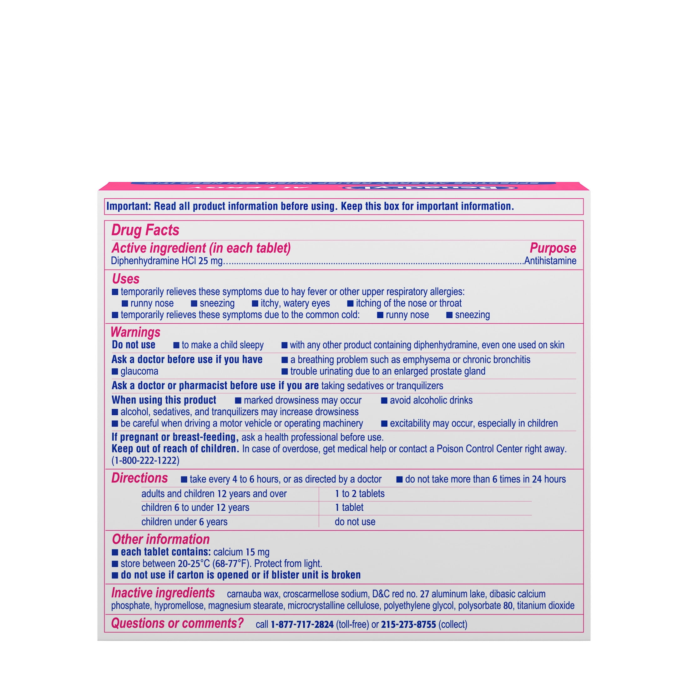 Benadryl Ultratabs Cold Allergy Relief Tablets 48 Count