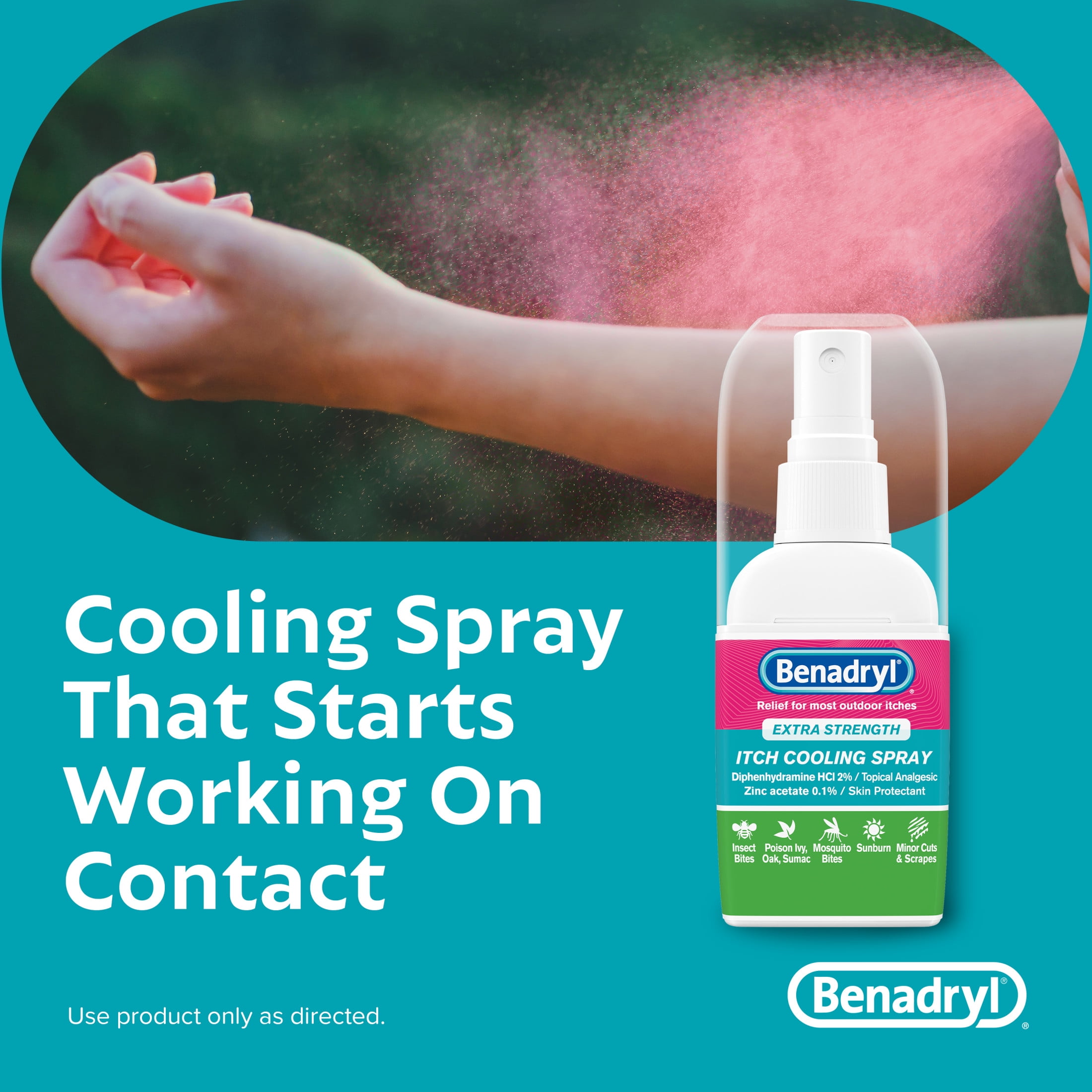 Benadryl Extra Strength Anti Itch Cooling Spray Travel Size 2 fl oz