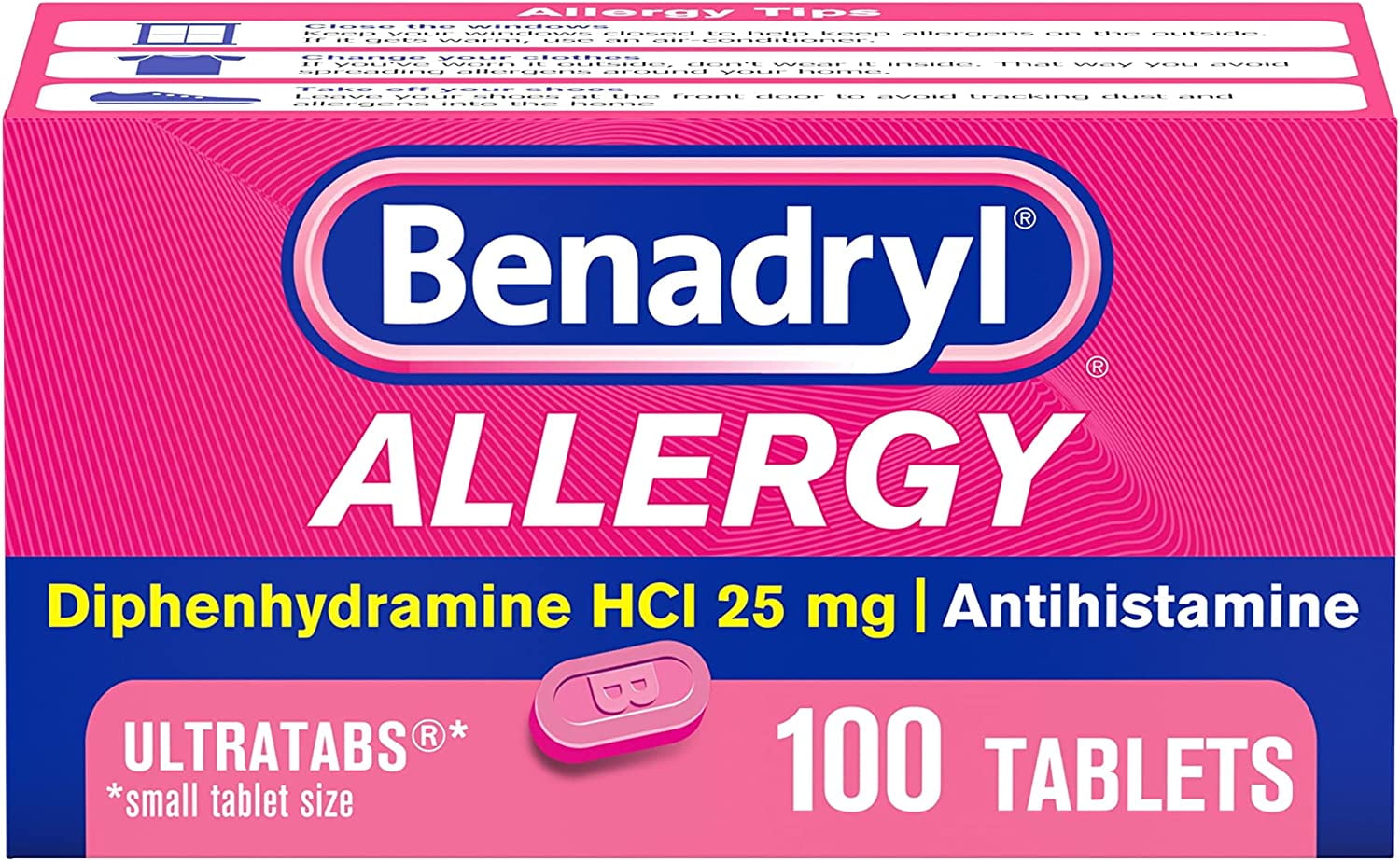 Benadryl Ultratabs Cold Allergy Relief Diphenhydramine HCl Tablets 100 ct