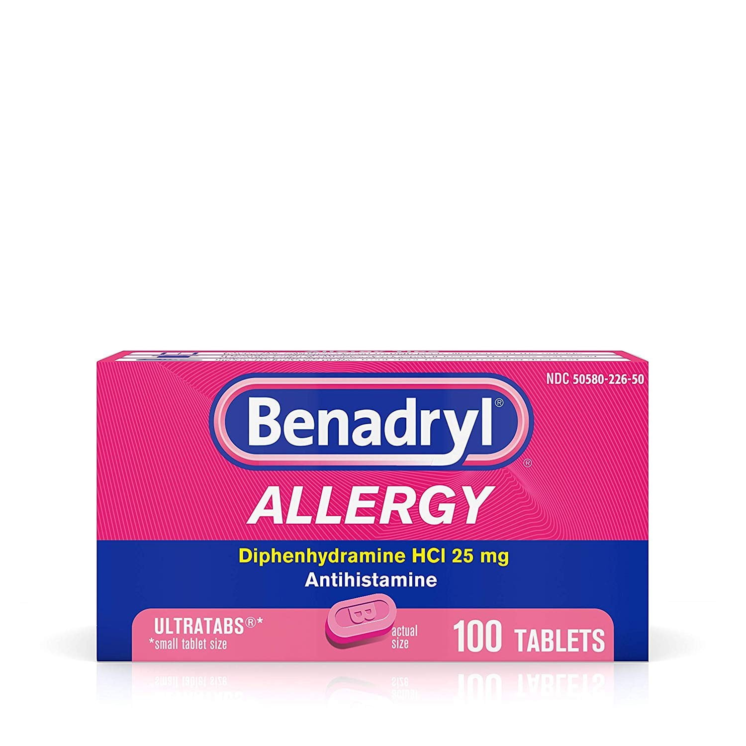 Benadryl Allergy Ultratabs 25 mg Antihistamine Tablets 100 Count