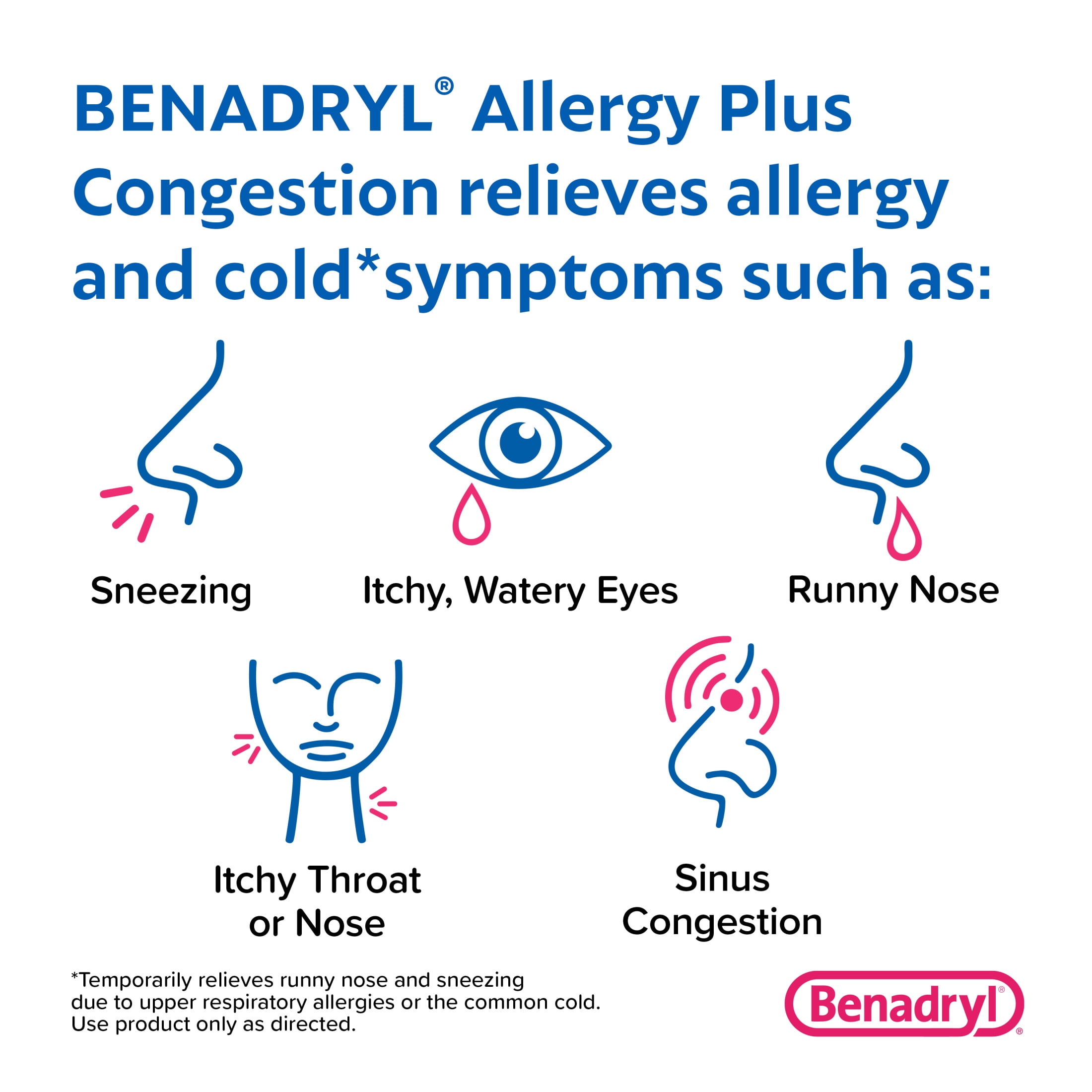 Benadryl Allergy Plus Congestion Ultratabs 24 Ct for Allergy Relief