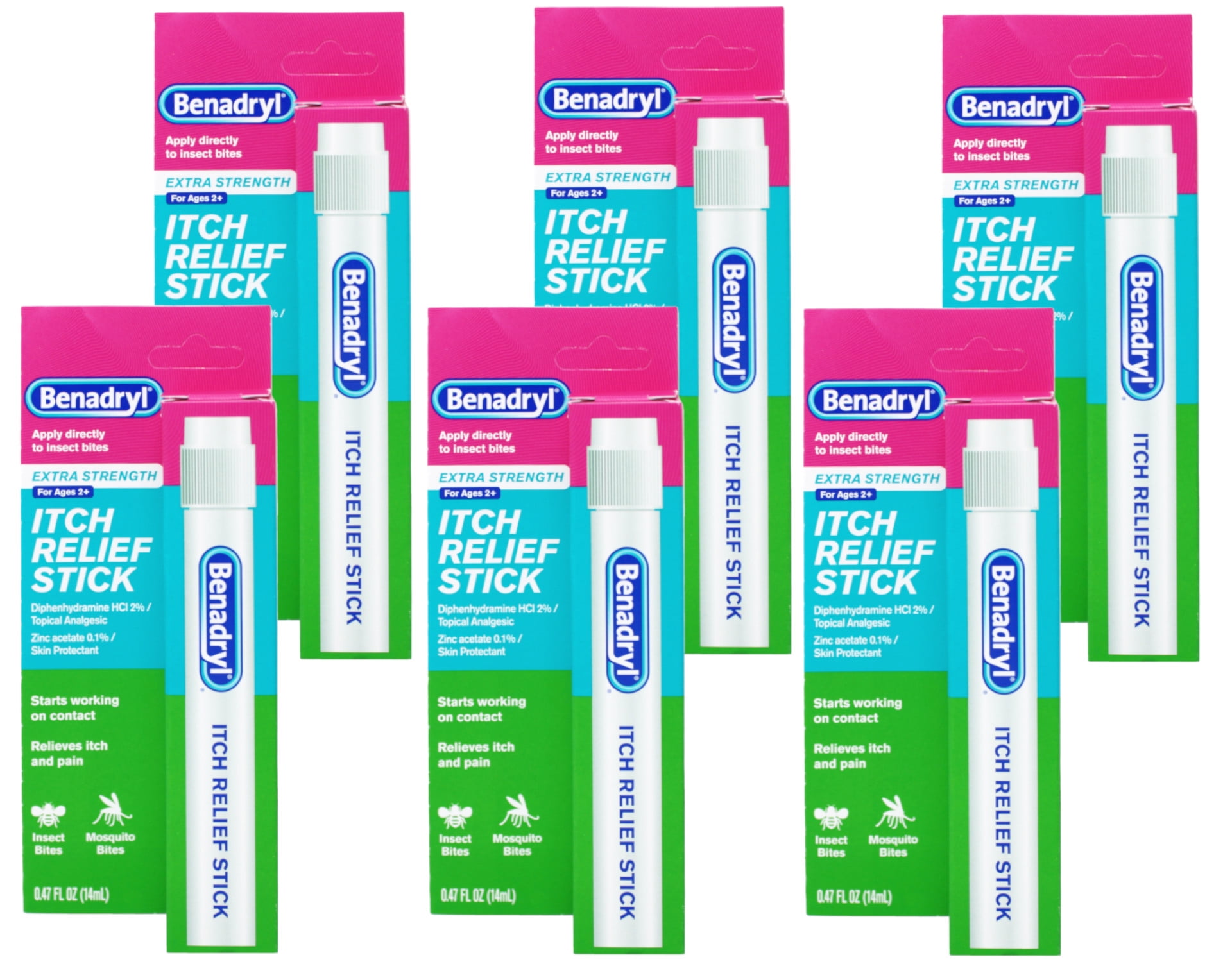 Benadryl Itch Relief Stick 0.47 oz Amerikasepetim Special Offer 6 Pack