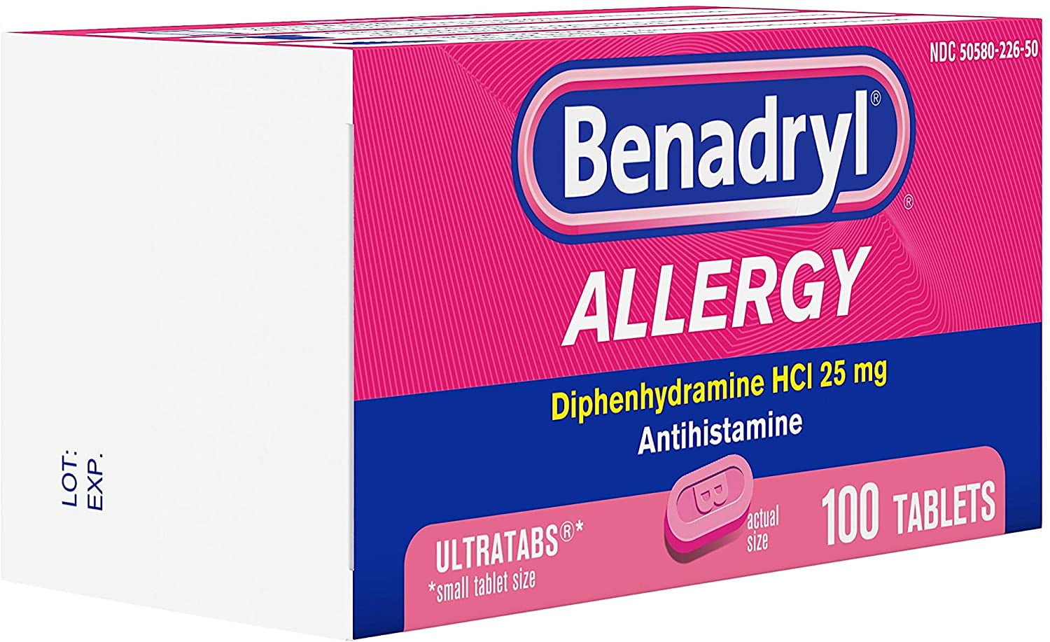 Benadryl ALLERGY 25MG ULTRATAB 100 TABLETS for Fast Relief