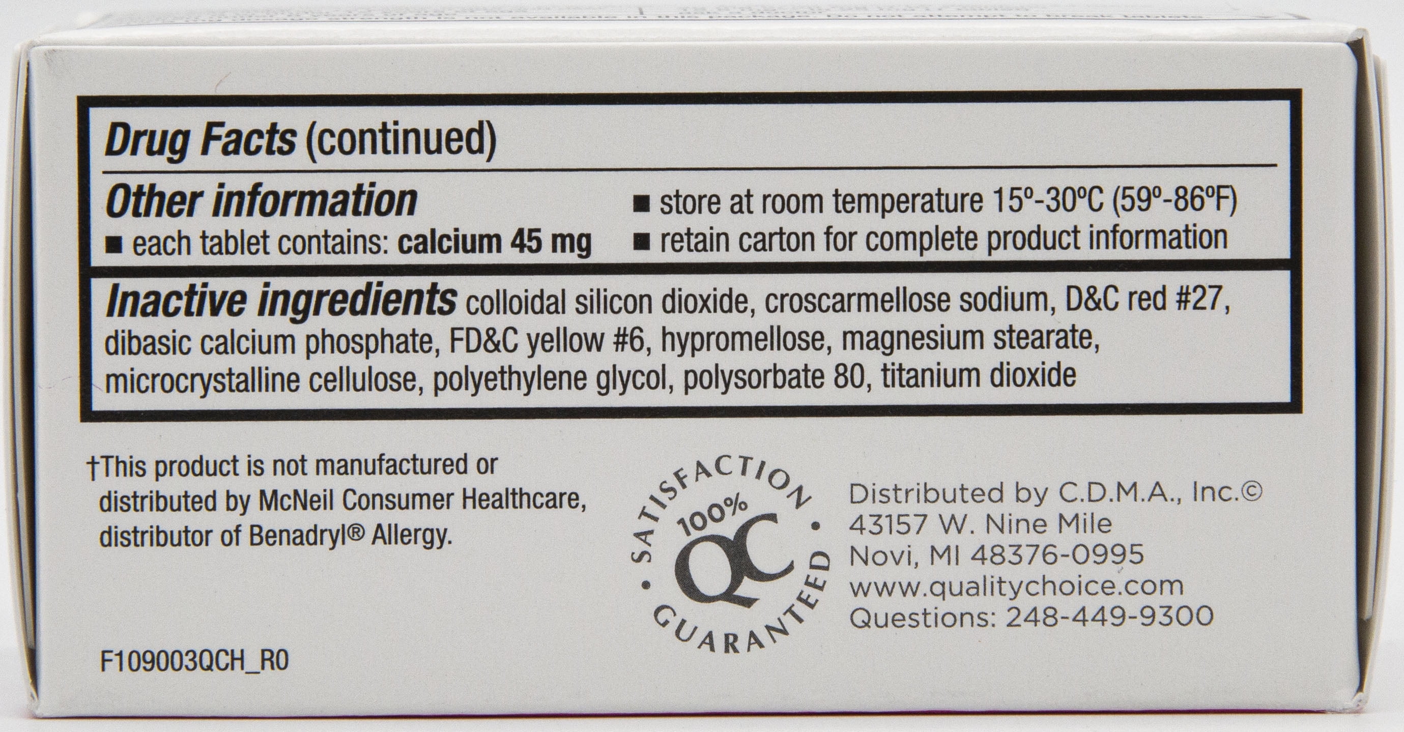 Benadryl  Quality Choice Allergy Complete 100 Tablets 3 Pack