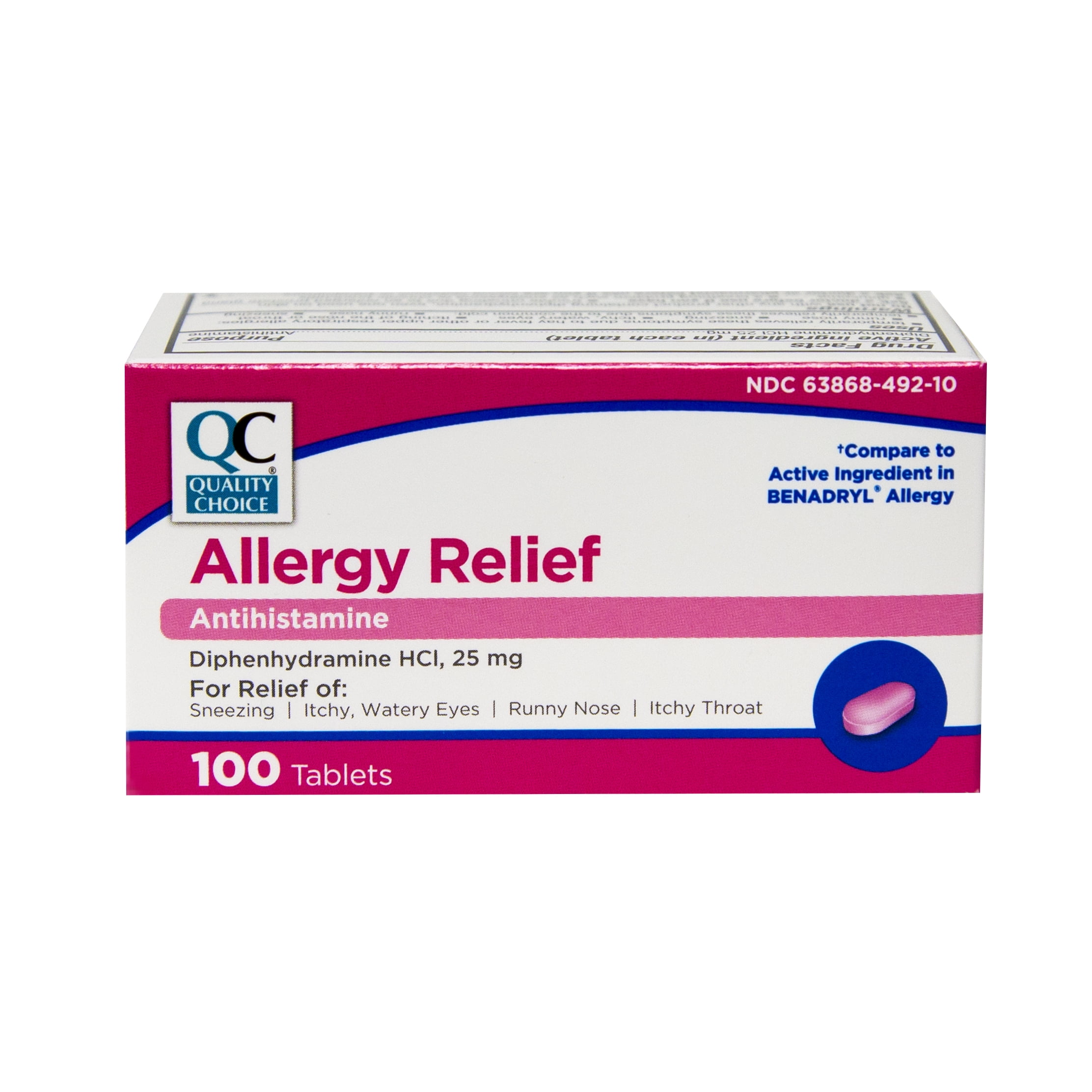 Benadryl  Quality Choice Allergy Complete 100 Tablets 3 Pack