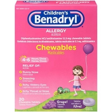 Benadryl Allergy Chewables Grape 20 Tablets for Kids
