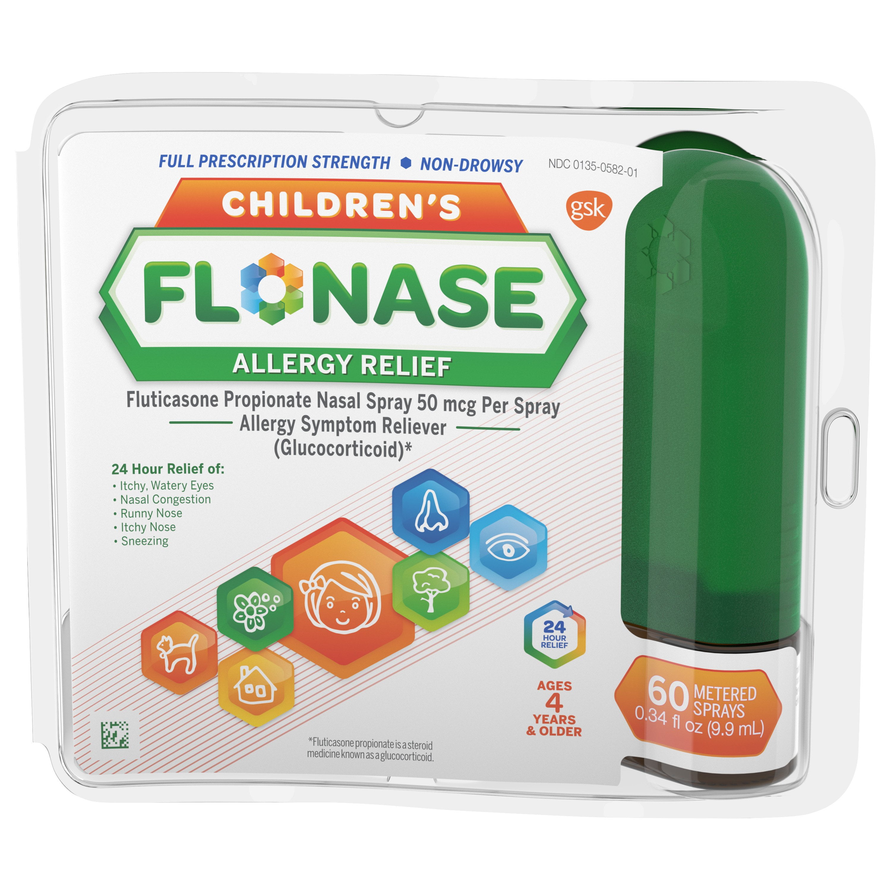 Flonase Kids Allergy Nasal Spray Relief Full Strength 60 Sprays