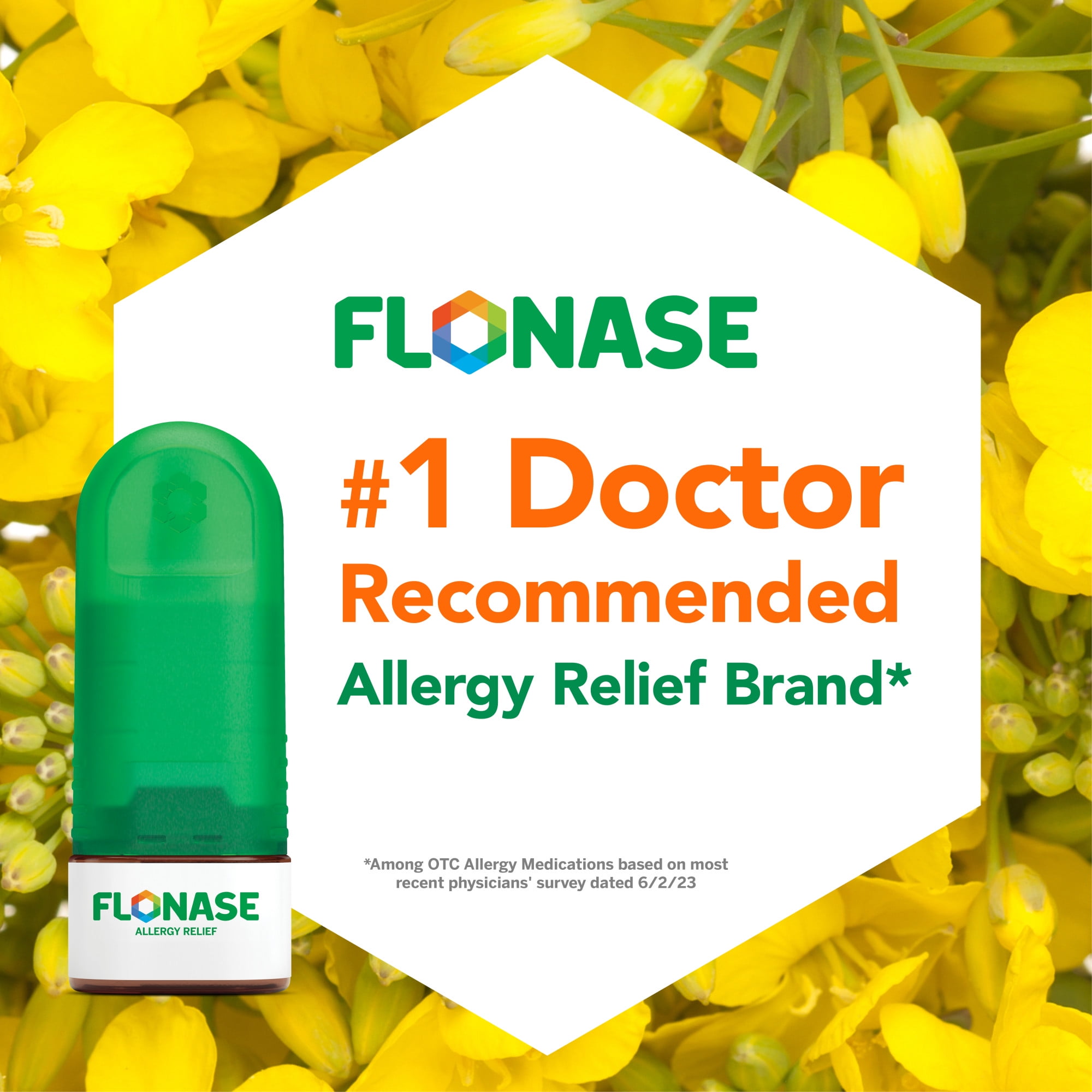 Flonase Allergy Relief Nasal Spray 24HR & Non-Drowsy - Multi-Symptom Relief - 144 Sprays