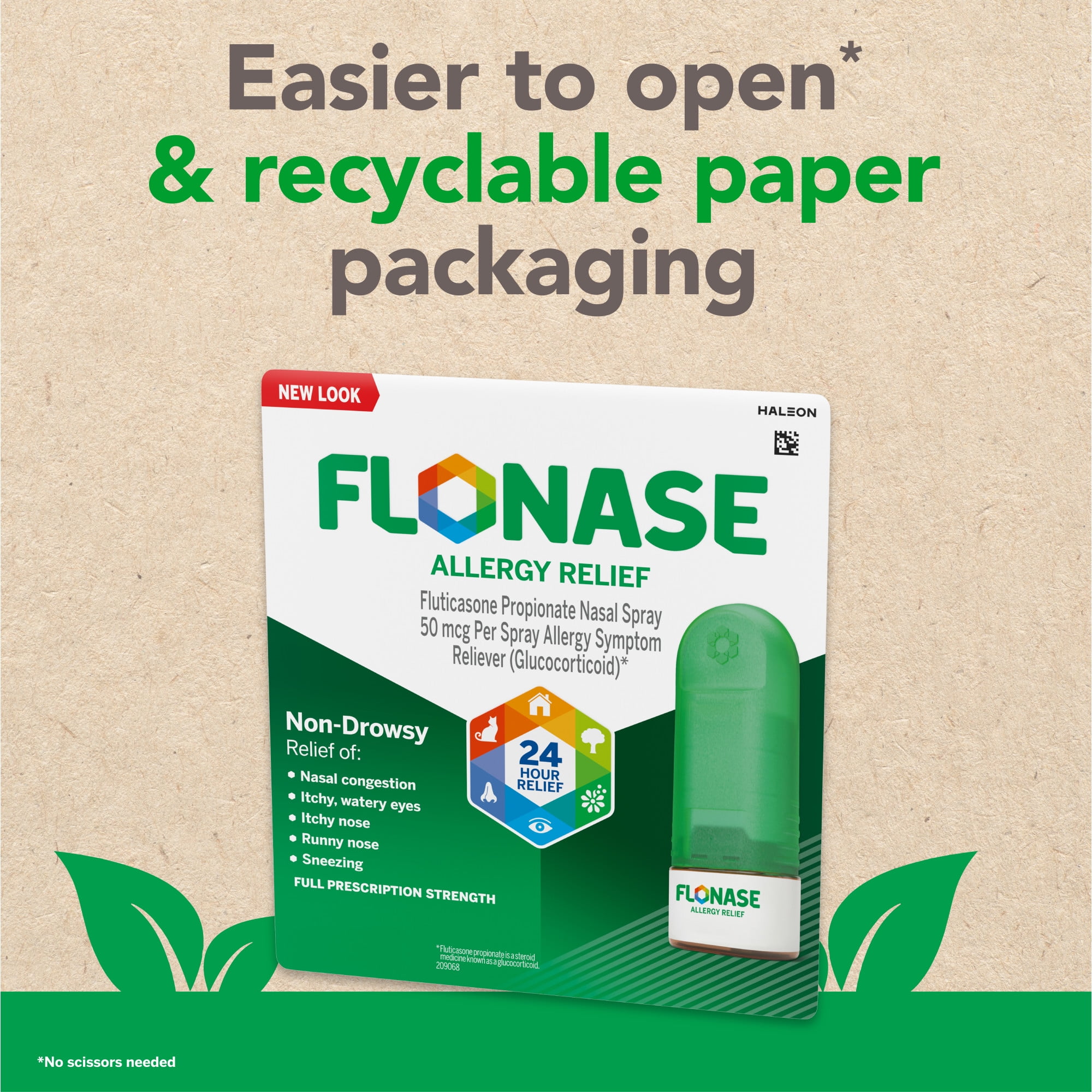 Flonase Allergy Relief Nasal Spray 24HR & Non-Drowsy - Multi-Symptom Relief - 144 Sprays