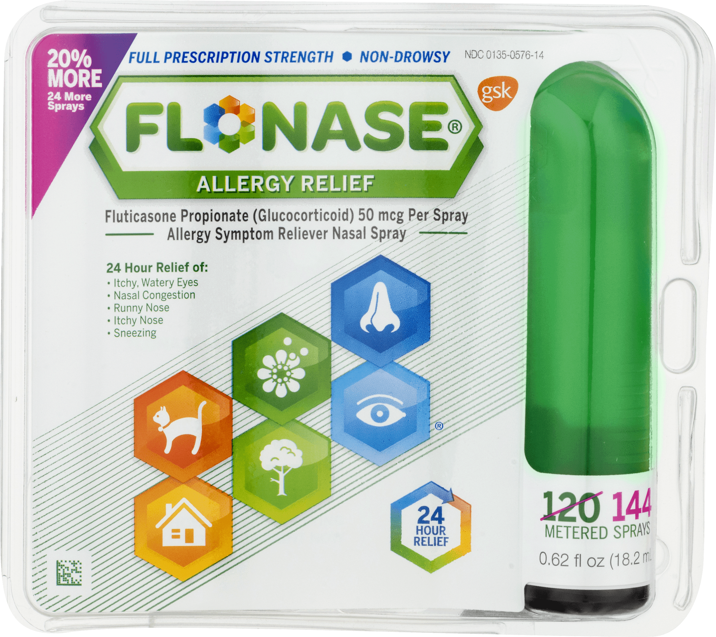 Flonase Allergy Relief Nasal Spray 0.62 fl oz 144 Metered Sprays