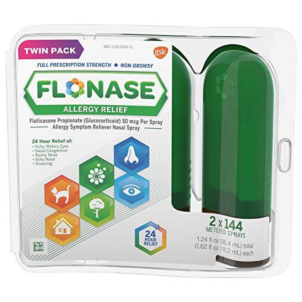Flonase Allergy Relief Nasal Spray 24 Hour Non Drowsy Medicine 144 Sprays Metered Nasal Spray