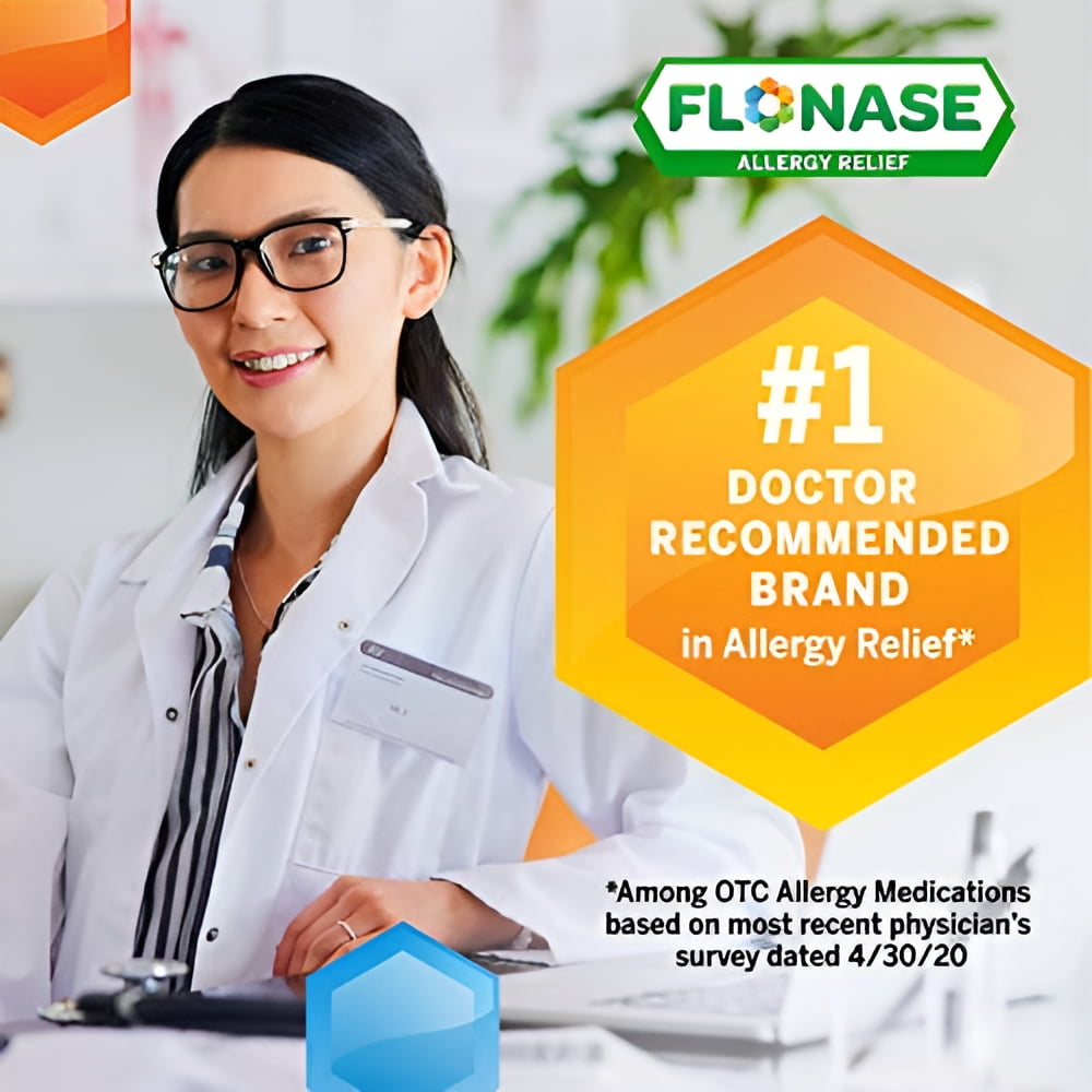 Flonase Allergy Relief Nasal Spray 24 Hour Non Drowsy Medicine 144 Sprays Metered Nasal Spray