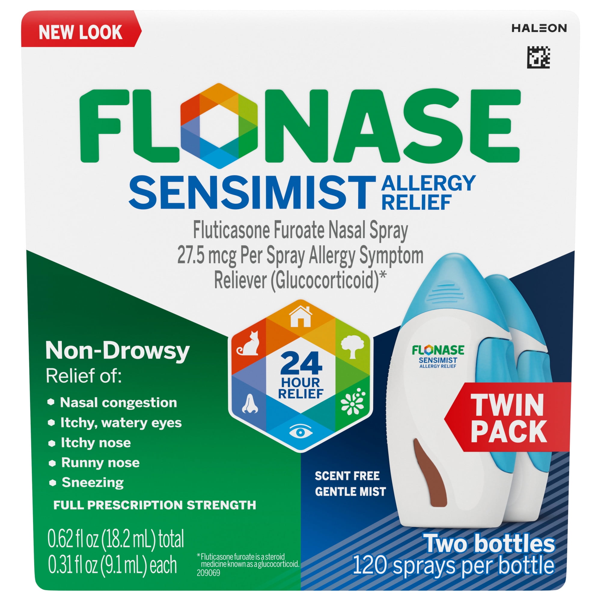 Flonase Sensimist Allergy Relief Spray Non Drowsy 120 Sprays 2 Pack for Allergy Relief