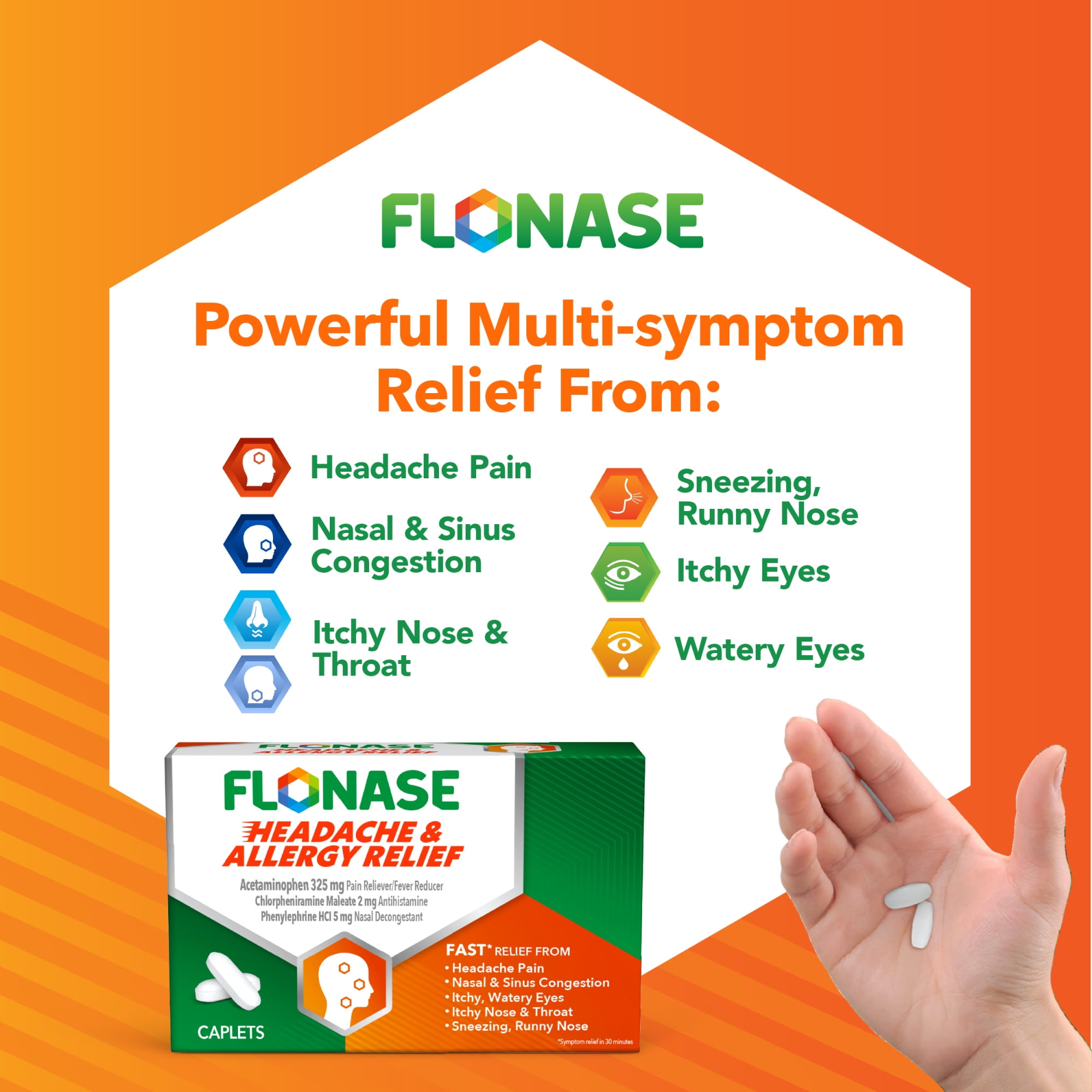 Flonase Headache Allergy Relief Caplets 12 Caplets
