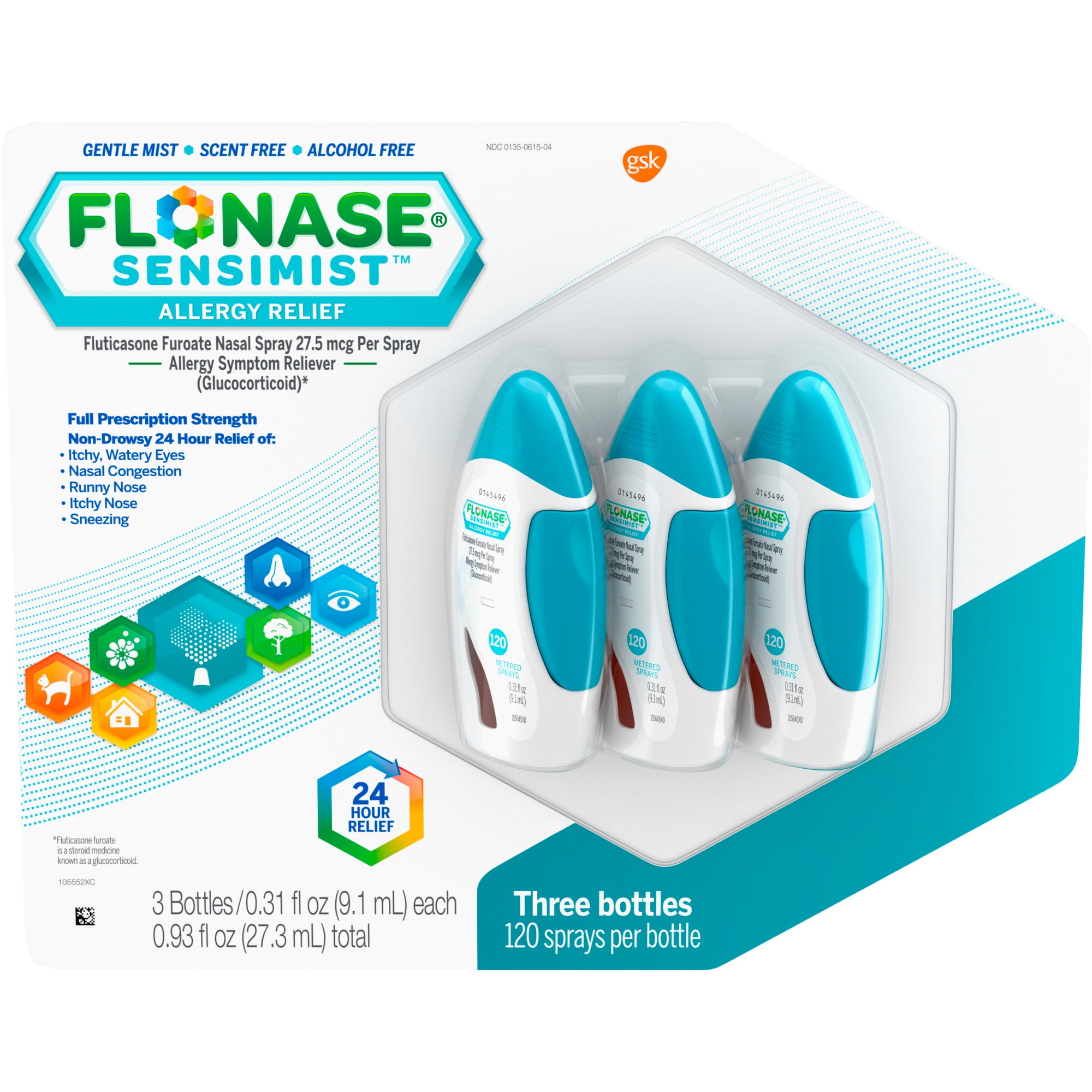 Flonase Sensimist Allergy Relief Spray Non Drowsy Medicine 120 Sprays 3 Pack