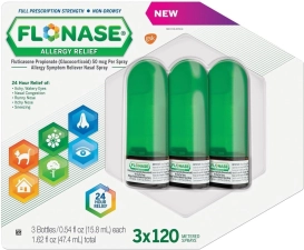 Flonase Allergy Relief Nasal Spray 120 Metered Sprays Pack of 3 Total 360 Sprays