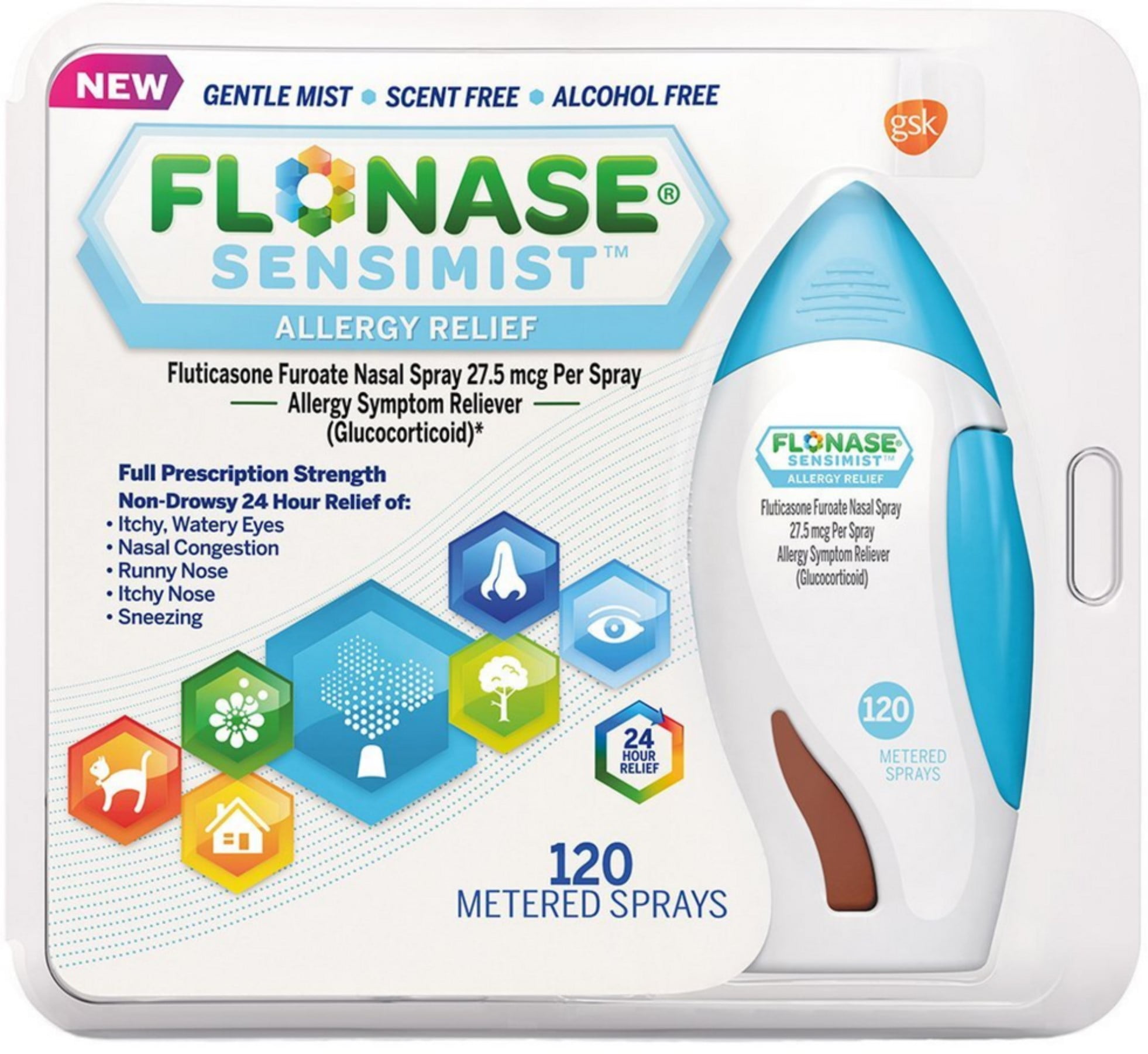 Flonase Sensimist Allergy Relief Spray 120 Metered Sprays 1 Each Pack of 4