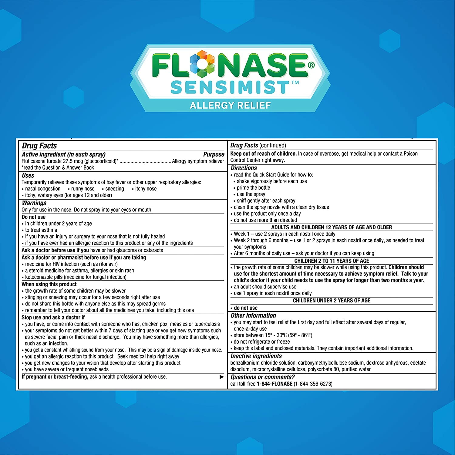 Flonase Sensimist Allergy Relief Spray 120 Metered Sprays 1 Each Pack of 4