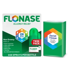 Flonase Allergy Relief HYZ01 Nasal Spray 24-Hour Non-Drowsy Multi-Symptom - 144 Sprays 2-Pack