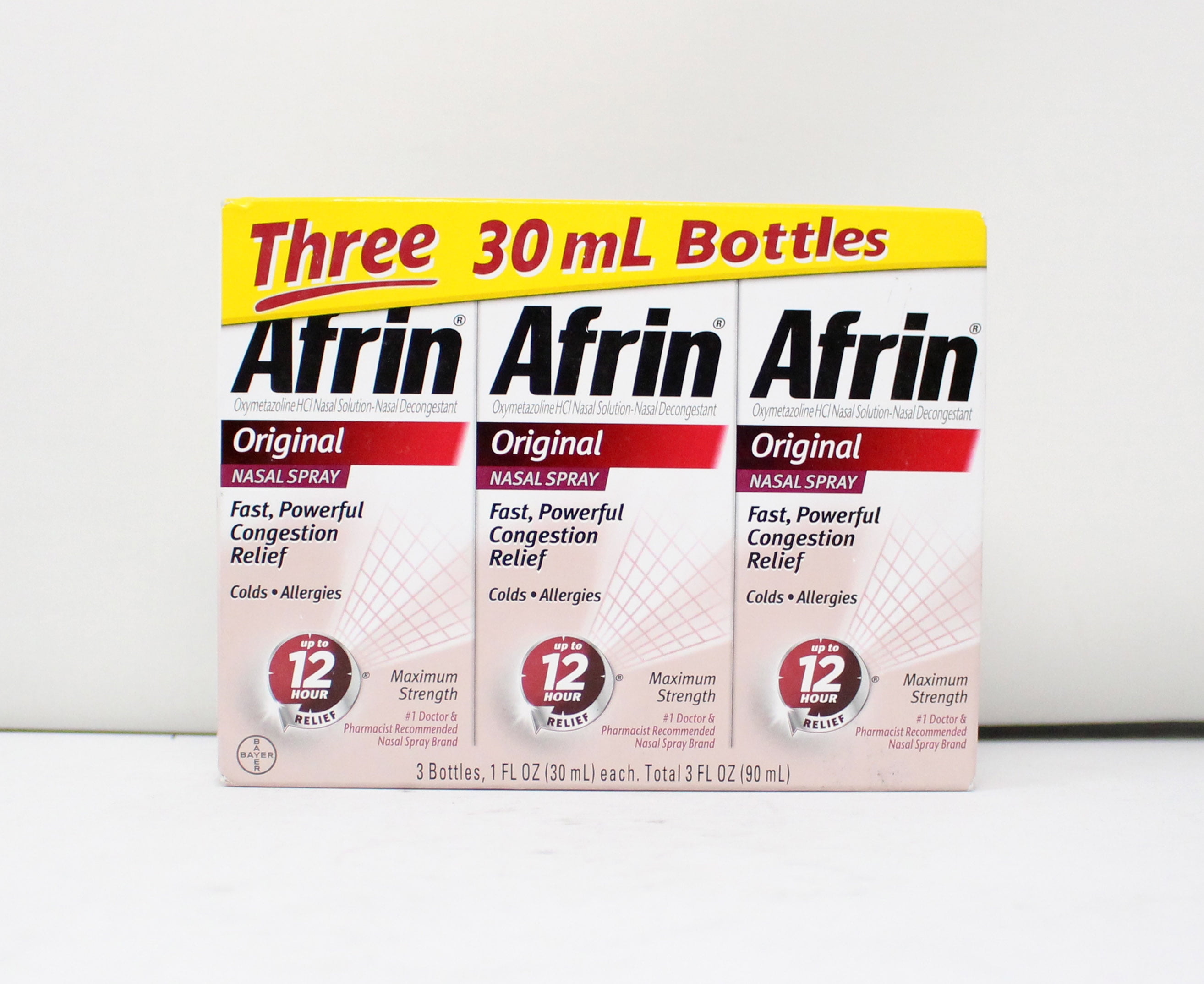 Afrin Original Nasal Decongestant Spray 3-30mL Bottles for Fast Relief