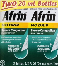 Afrin No Drip Severe Congestion Pump Mist Nasal Spray 20ml 2 Pack For Fast Relief
