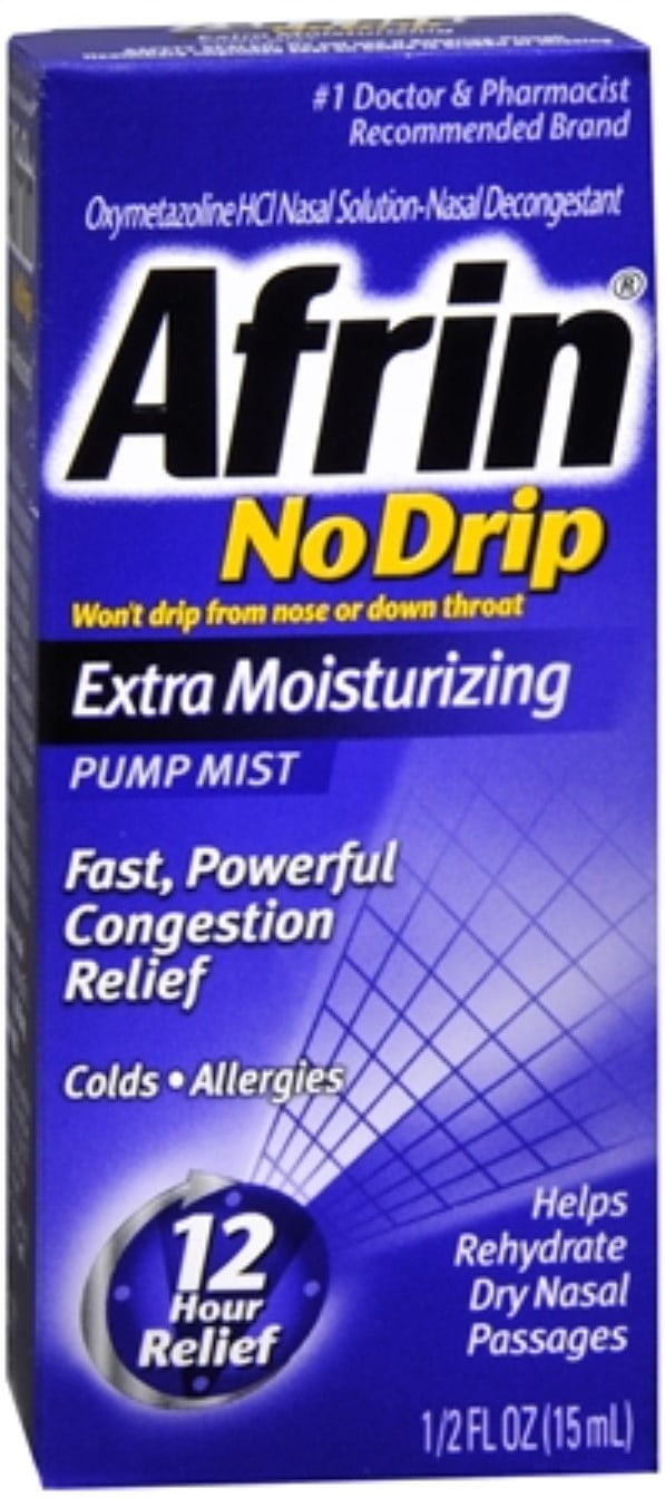 Afrin No Drip Pump Mist Extra Moisturizing 15 mL Pack of 4
