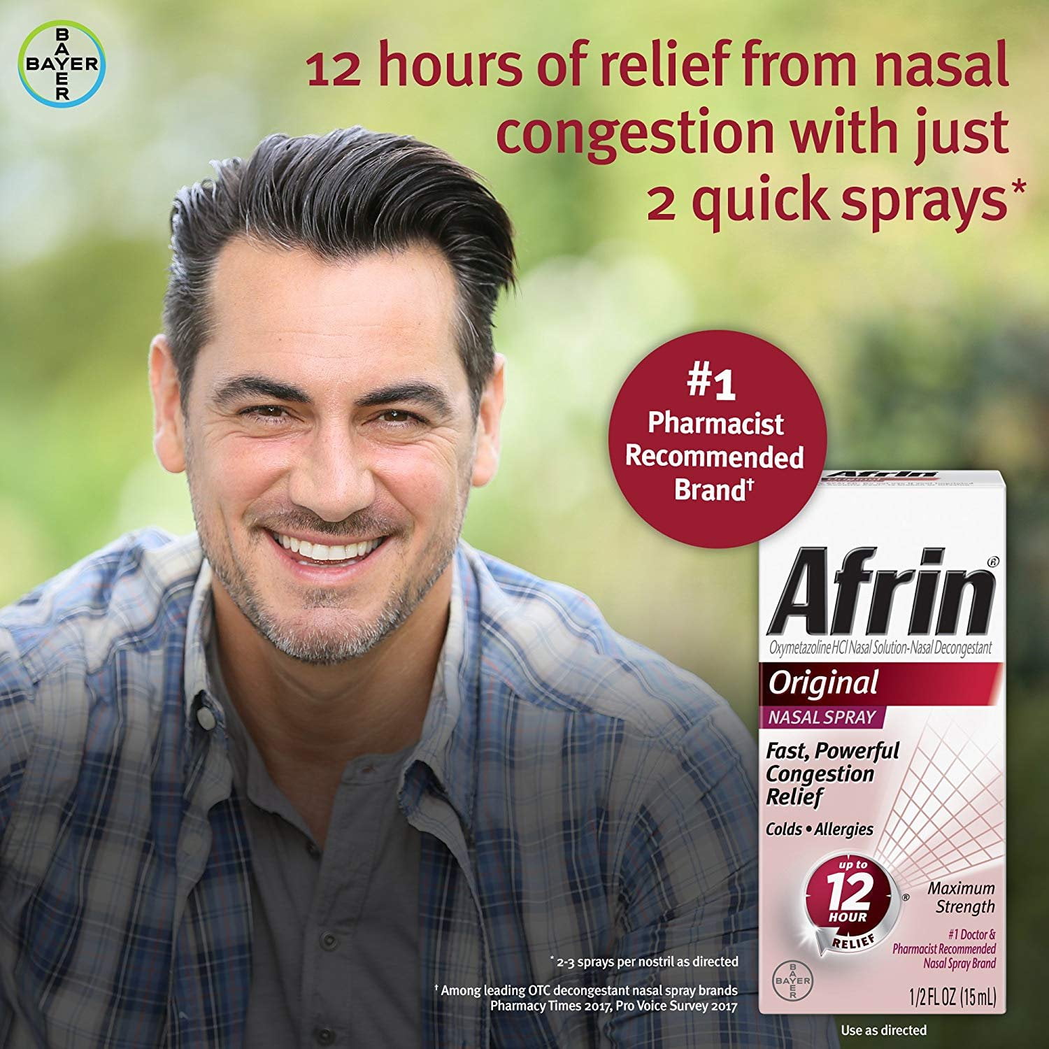 Afrin Original Nasal Spray 0.5 Ounce - Nasal Congestion Relief