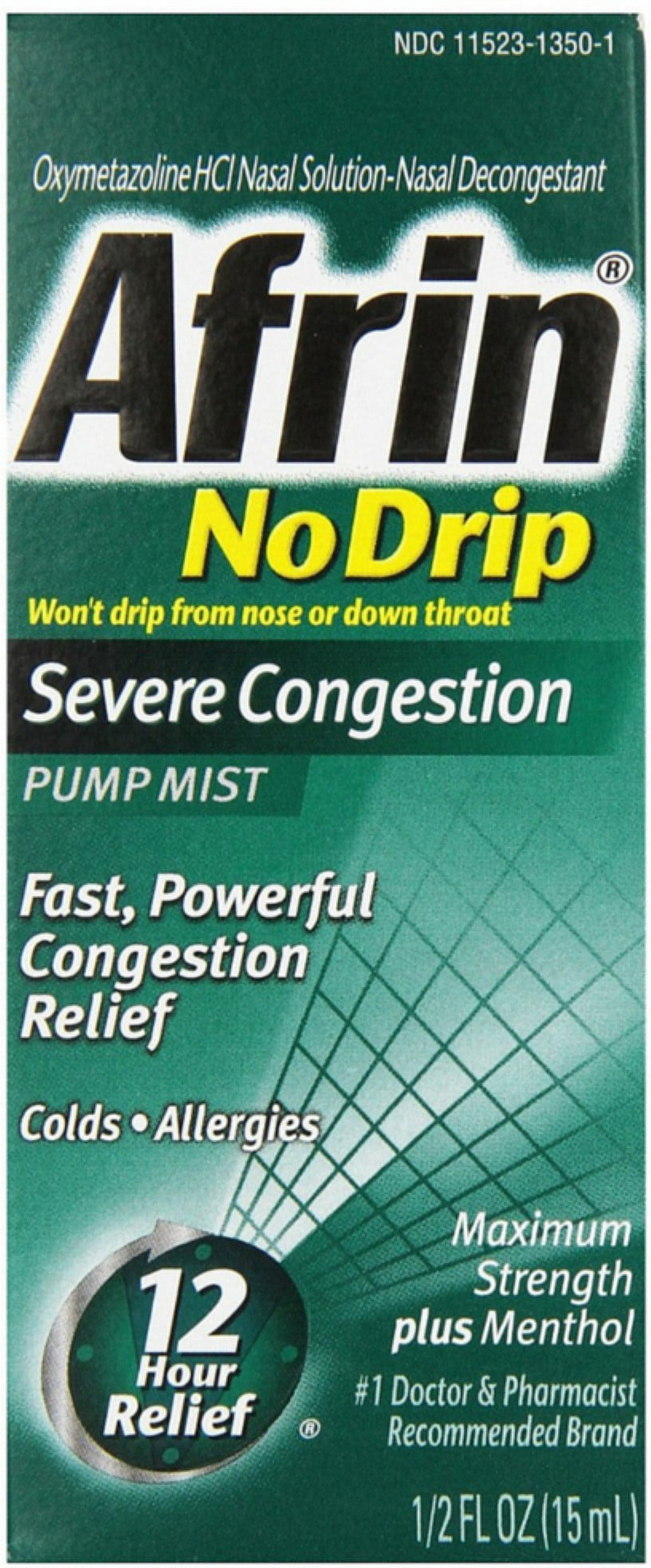 Afrin No Drip Severe Congestion Pump Mist 15 mL for Nasal Relief