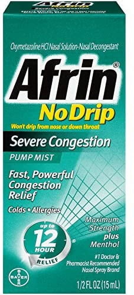 Afrin No Drip Severe Congestion Pump Mist 15 mL for Nasal Relief