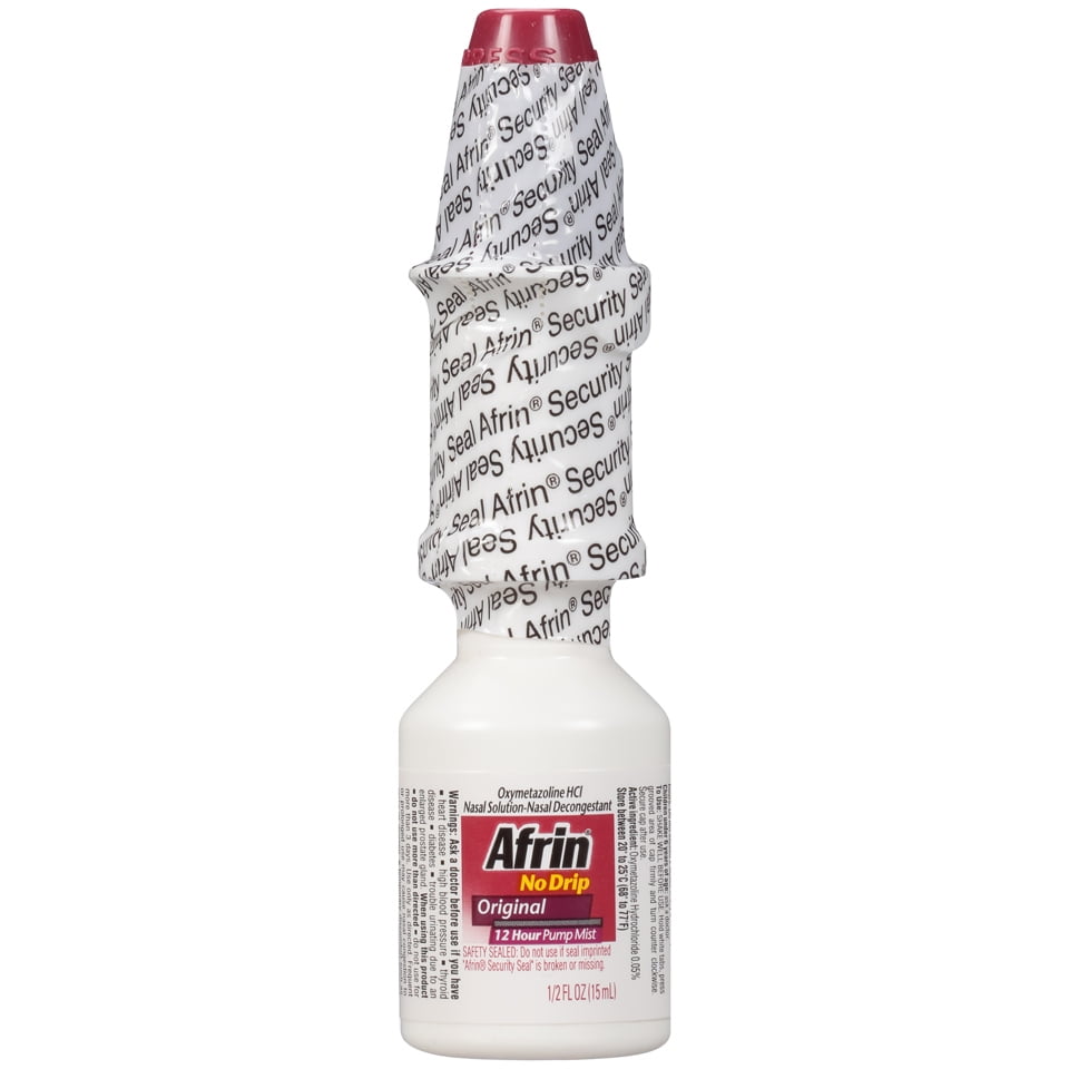 Afrin No Drip Original Cold Allergy Congestion Relief Pump Mist 0.5 Fl Oz